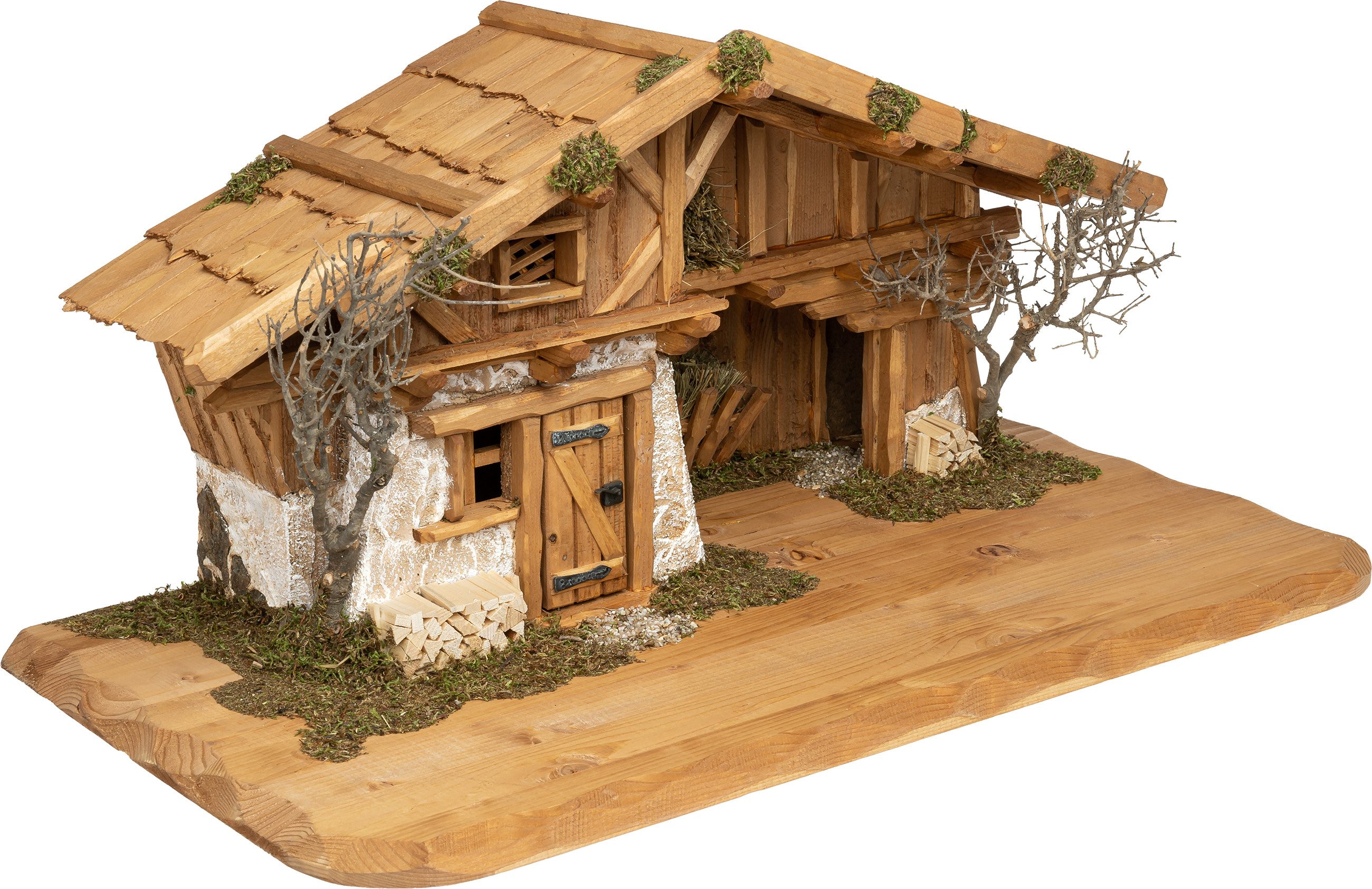 SIKORA Krippenfigur Krippenstall "Bozen" Weihnachtskrippe massives Fichtenholz - 2 Größen
