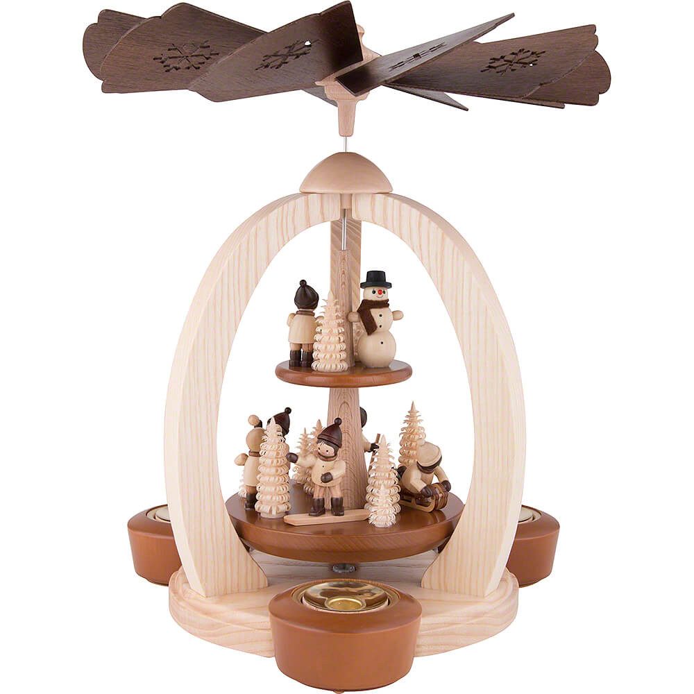 Erzgebirge-Palast Weihnachtspyramide 2-stöckige Pyramide Winterkinder - Exklusiv (30cm) von Erzgebirge-Pala