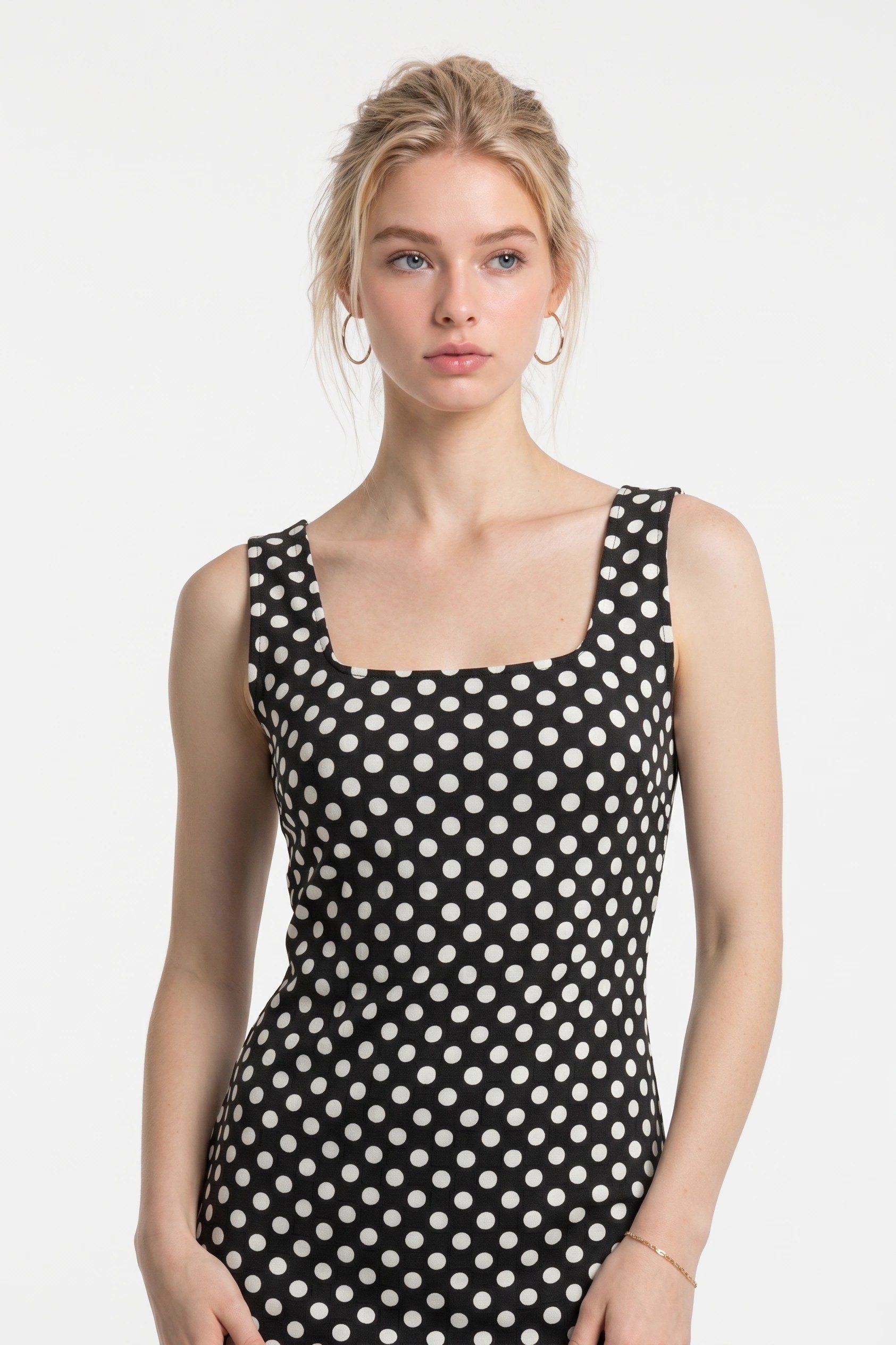 Alexa Dash Midikleid Quadratischer Ausschnitt Punkte Mini-Kleid