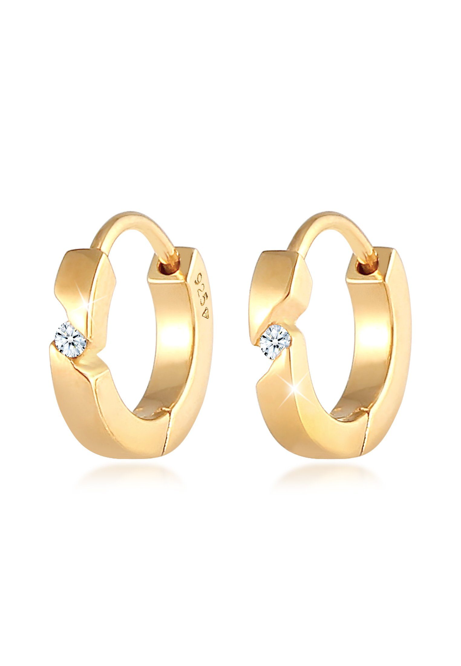 Diamant Gold Elli Creolen ct) 925 (0.03 Silber Creolen Paar DIAMONDS