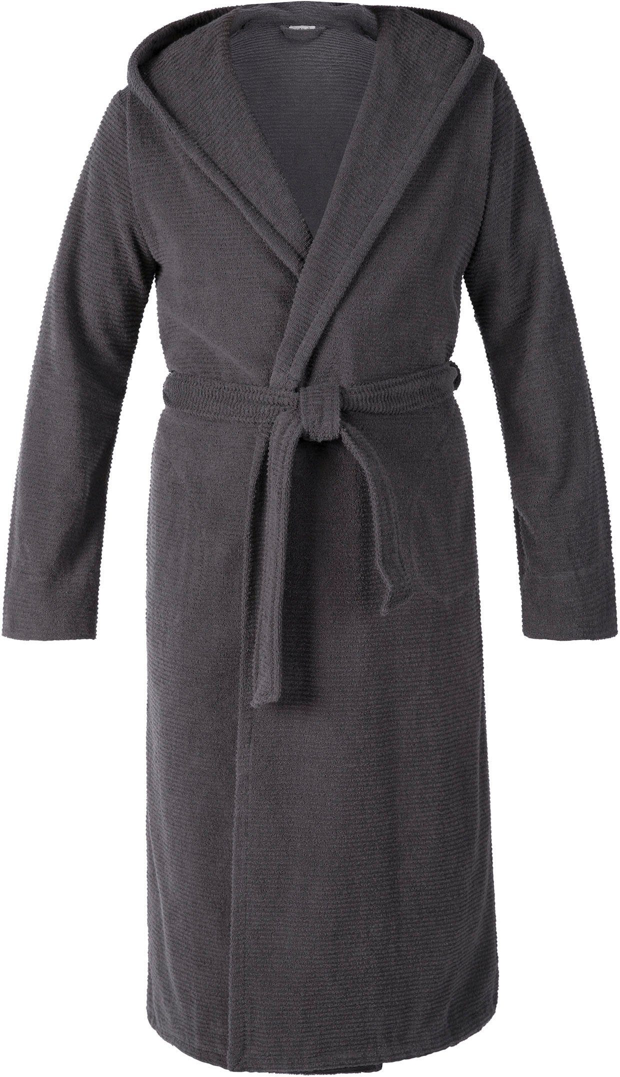 Möve Kimono Gürtel, Wellbeing, Kimono-Kragen, Uni graphit in Baumwoll-Webfrottier, modernem Langform