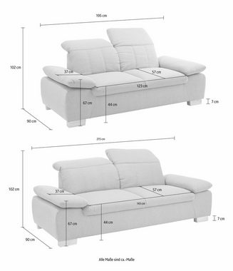 Home affaire Polstergarnitur Bergamo, Garnitur mit Armlehn-und Rückenfunktion, Federkern