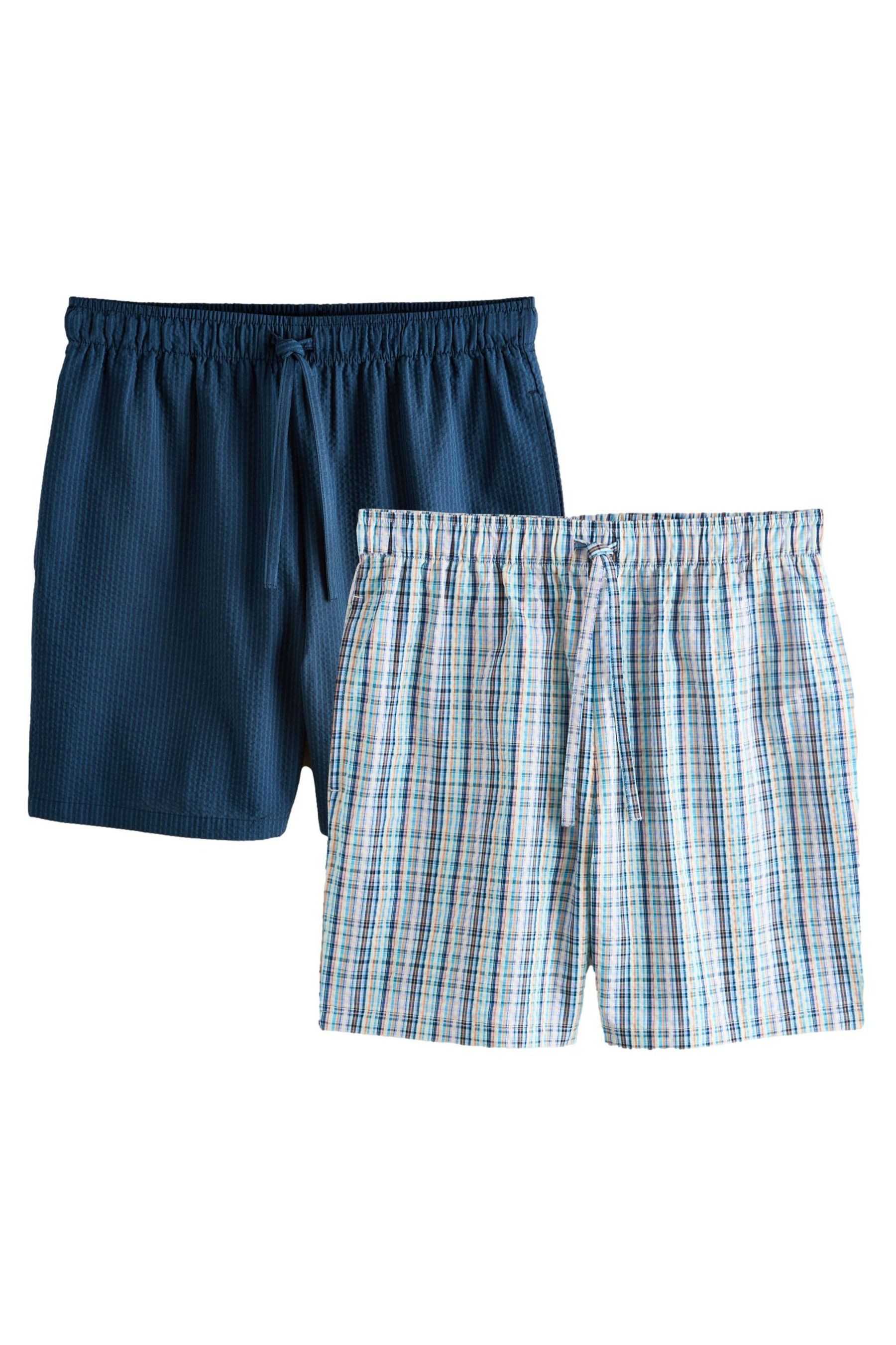 Next Pyjama Karierte/gestreifte Schlafanzugshorts im 2er-Pack (2 tlg)