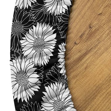 Abakuhaus Tischdecke Rundum-elastische Stofftischdecke, Floral Hand Gezeichneten Sonnenblumen Formen
