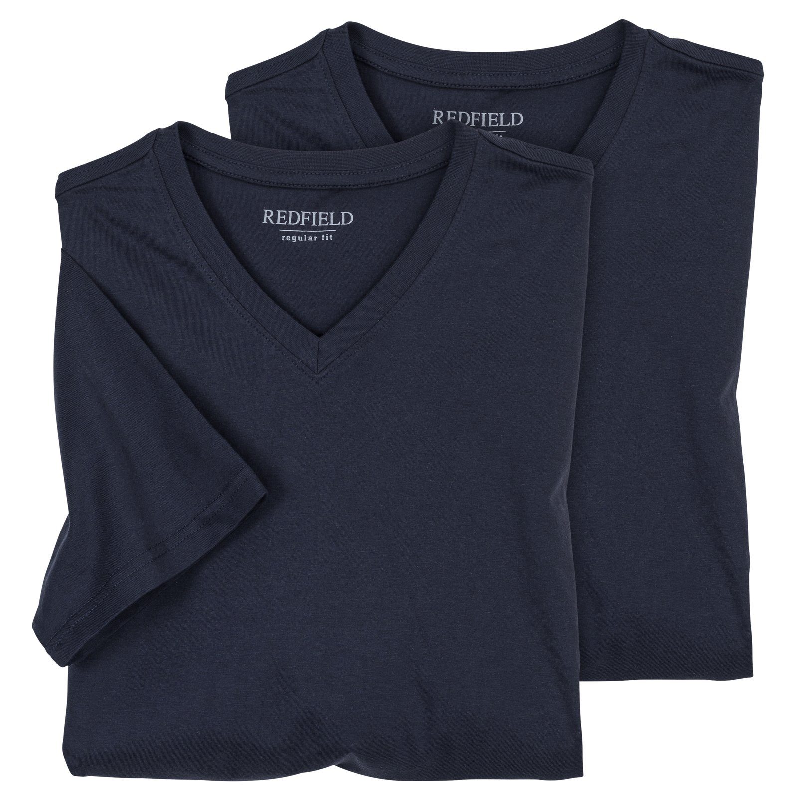 Redfield V-Ausschnitt dunkelblau redfield Übergrößen Jack T-Shirts V-Shirt Doppelpack