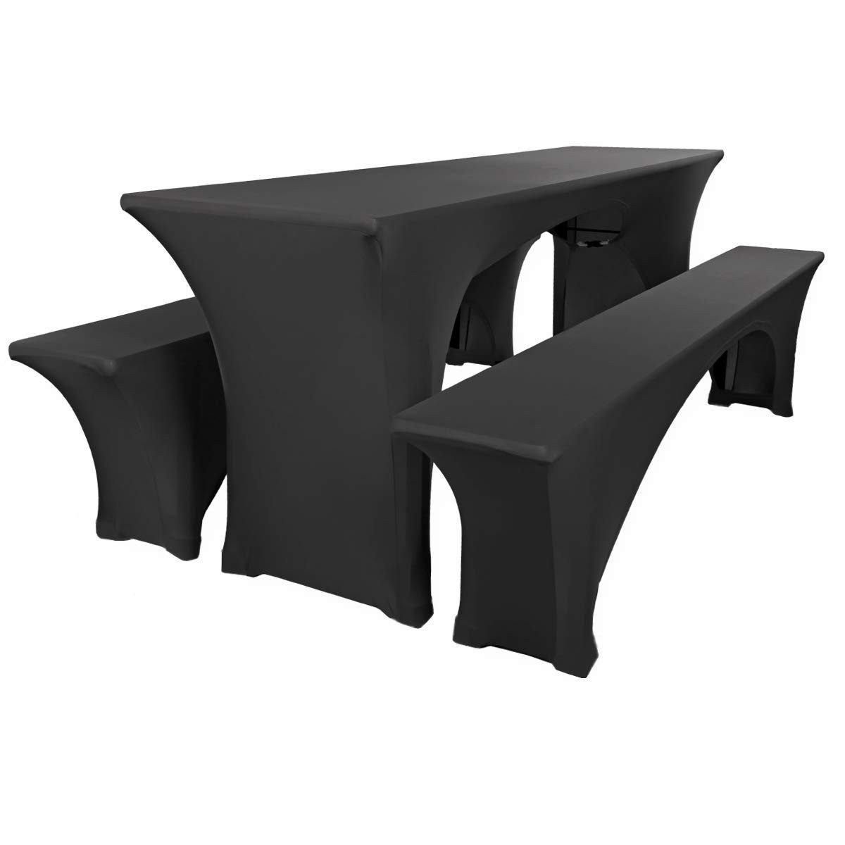 Gräfenstayn Hussen-Set Biertischhussen Bierzeltgarnitur 3 tlg, 70x220cm Weiß, Biertischhussen 3 tlg Bierzeltgarnitur 50cm oder 70cm breite