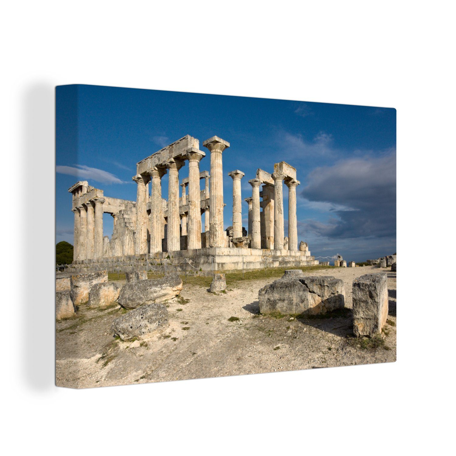 OneMillionCanvasses® Leinwandbild Der griechische Tempel von Aphaia, (1 St), Wandbild Leinwandbilder, Aufhängefertig, Wanddeko, 30x20 cm