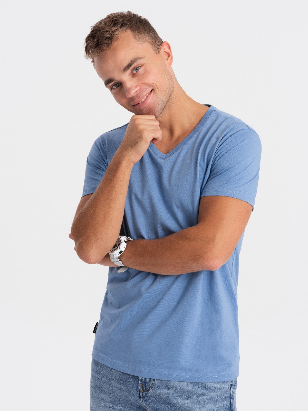 OMBRE T-Shirt Klassisches Herren-T-Shirt mit V-Ausschnitt günstig online kaufen