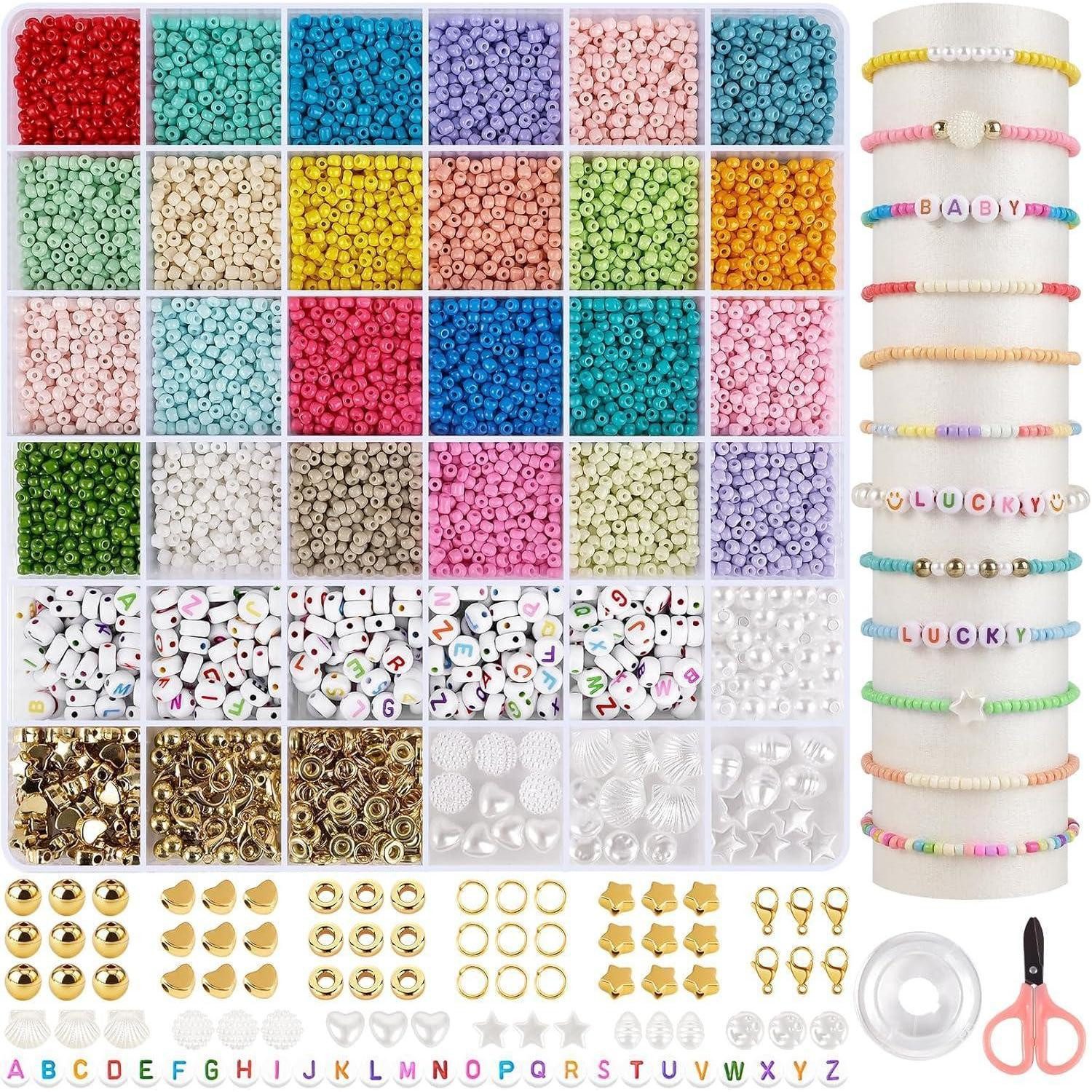 LuxusKollektion Bastelperlen Perlen 3mm Pastell Buchstabenperlen Set DIY Armbänder bunt-1pcs, (1-tlg)