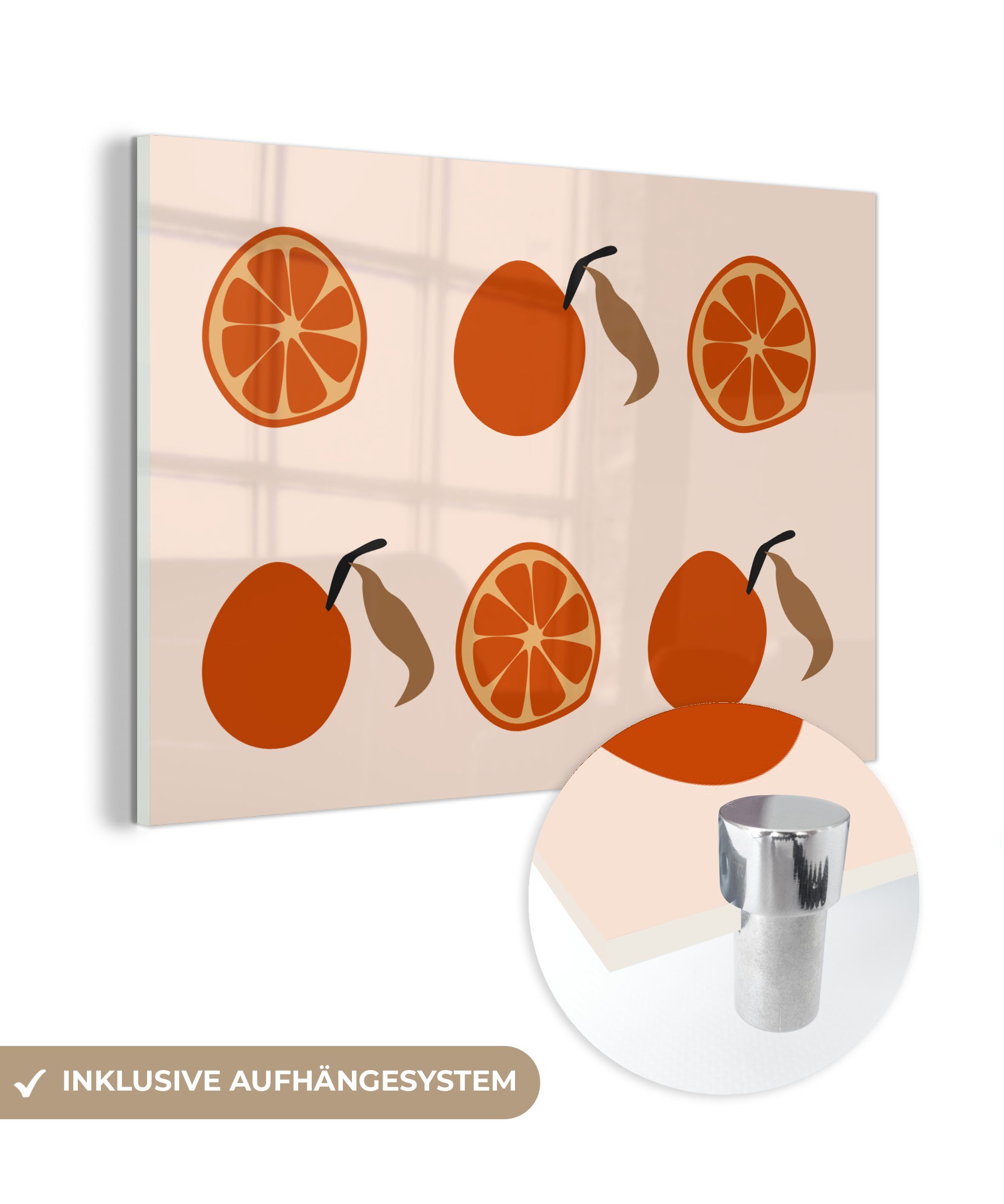 MuchoWow Acrylglasbild Sommer - Tomaten - Muster, (1 St), Acrylglasbilder Wohnzimmer & Schlafzimmer | Bilder
