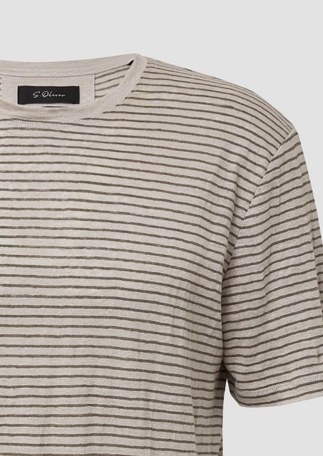 s.Oliver BLACK LABEL Kurzarmshirt Gestreiftes Flammgarn-Shirt aus Leinen günstig online kaufen