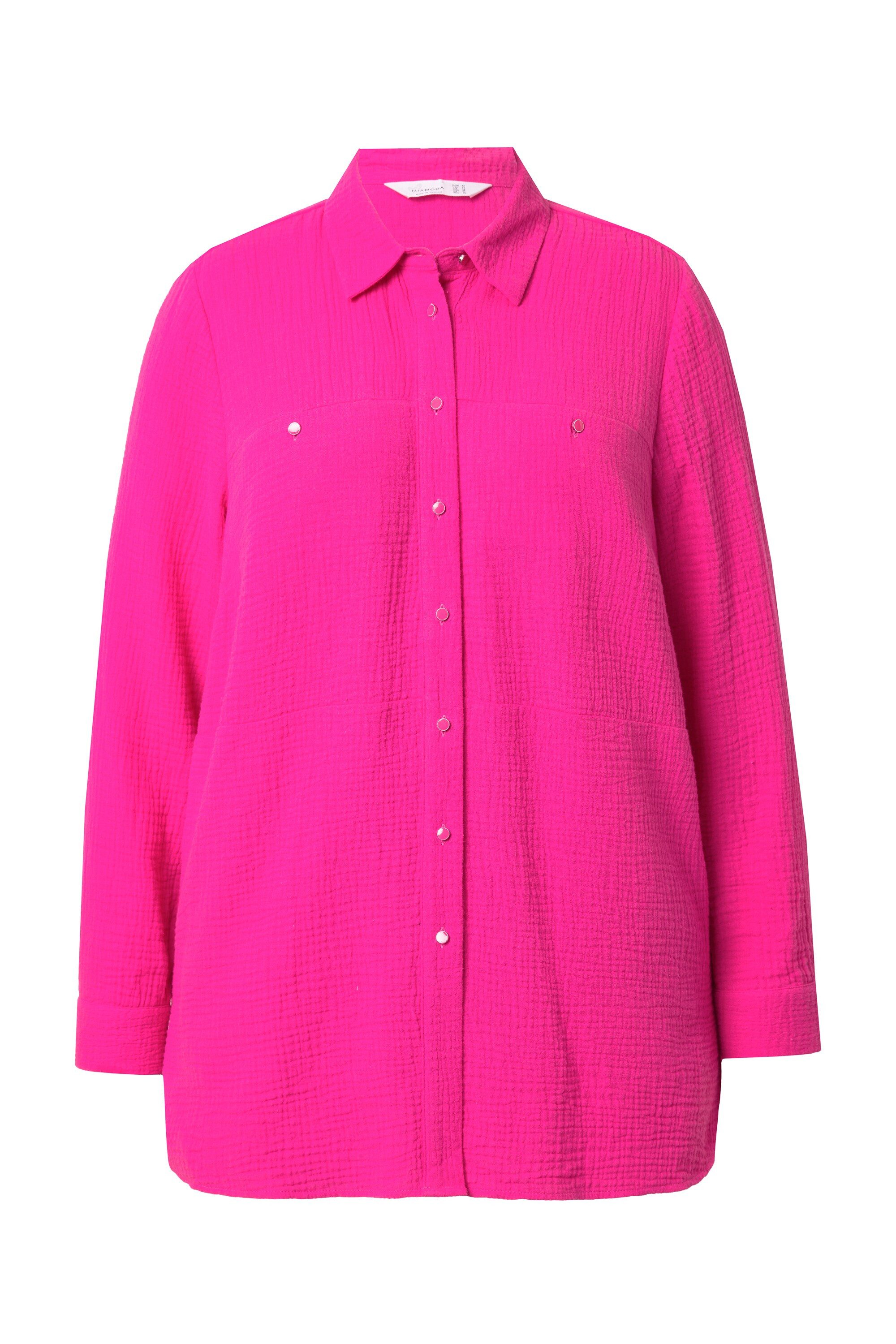 MIAMODA Longbluse Bluse A-Linie Musselin Ziernähte günstig online kaufen