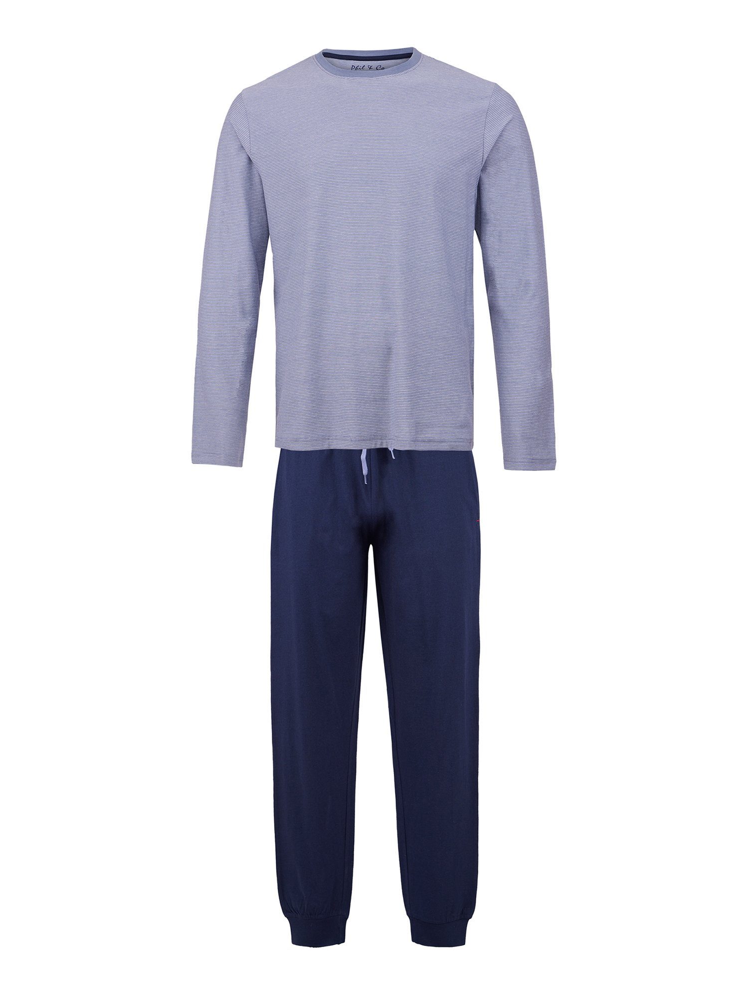 Phil & Co. Pyjama Special (1 tlg) Schlafanzug Langarm bequem grau-blau | Pyjamas