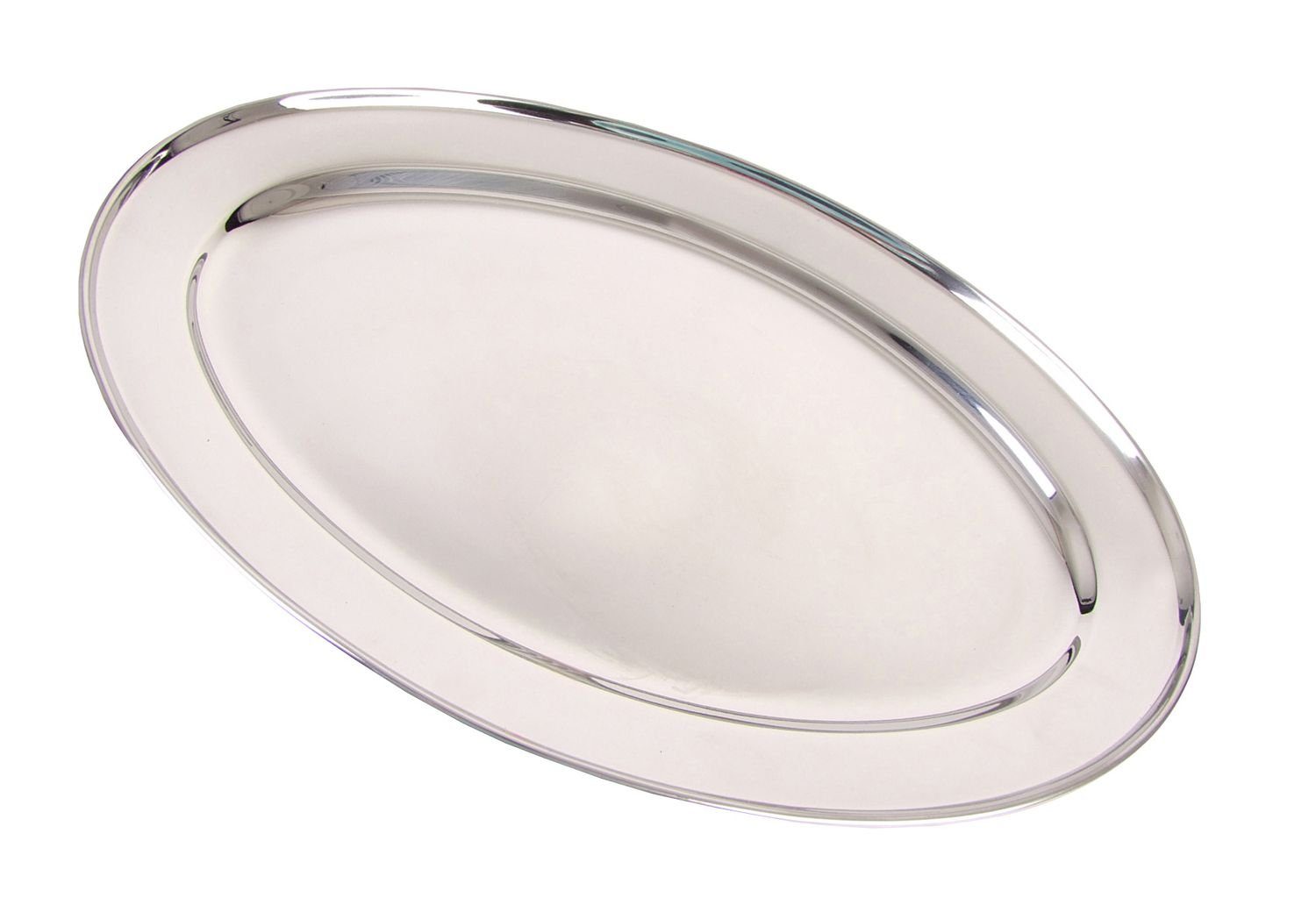 BURI Servierplatte Edelstahl Servierplatte 40cm Buffetplatte Serviertablett Partyplatte, Edelstahl