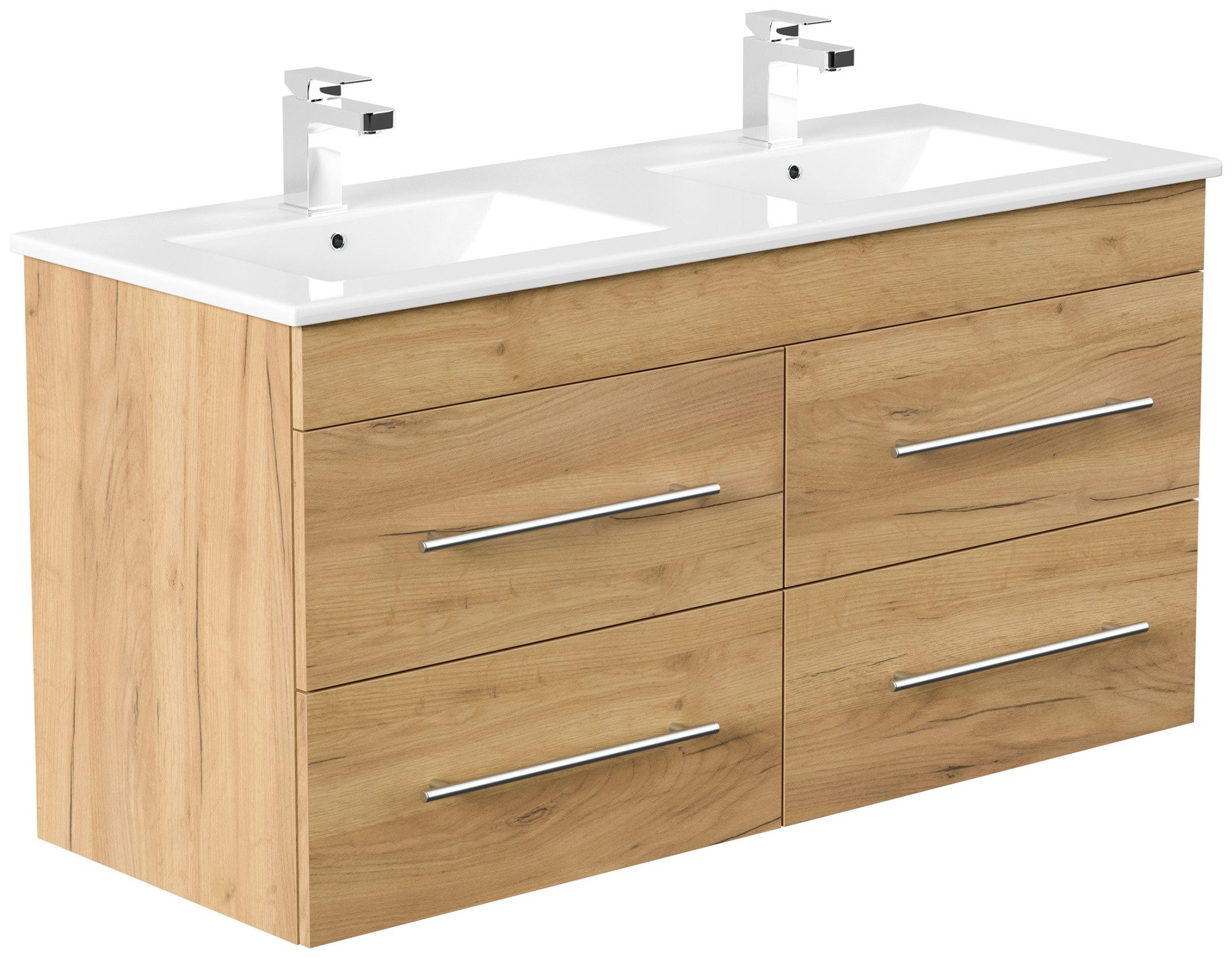 Magnolia Home Doppelwaschtisch Badmöbel Helios SoftClose eiche gold