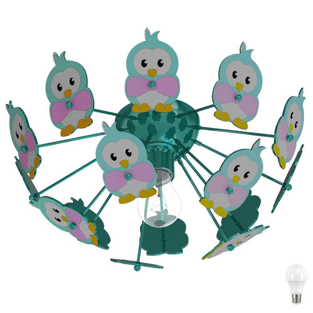 etc-shop Dekolicht, Leuchtmittel inklusive, Warmweiß, Kinder Spiel Zimmer Decken Beleuchtung Strahler Lampe Eulen