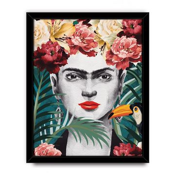 Wallarena Poster mit Rahmen Bilder Frida Wohnzimmer Schlafzimmer Kunstdruck Wandbild, Kahlo Kunst Poster Bild (Einteilig Poster Mit Rahmen Hochformat, 1 St), Poster mit Rahmen Größen zur Auswahl: 30x40 cm / 50x70 cm / 70x100 cm
