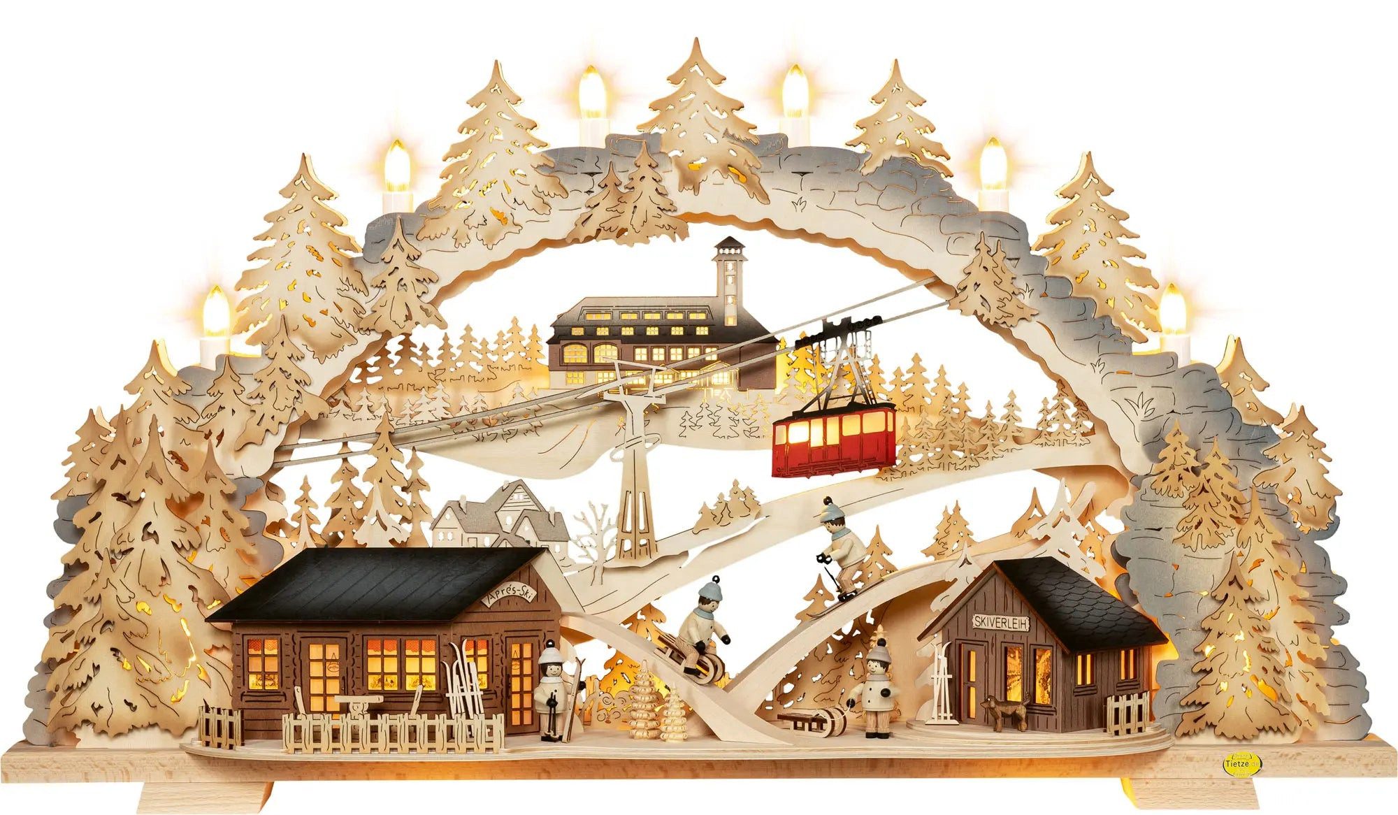 Tietze Erzgebirgsdesign LED Schwibbogen variabel, Fichtelbergidylle exklusiv, 70x39x13 cm (BxHxT)