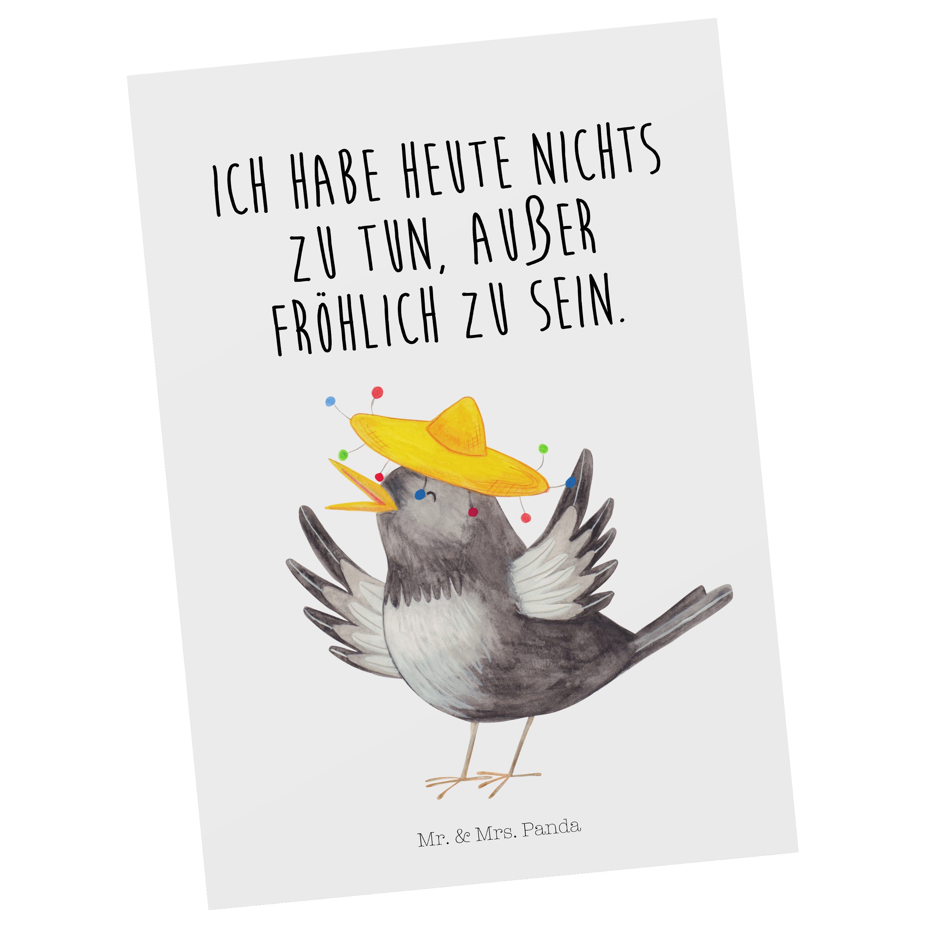 Mr. & Mrs. Panda Postkarte »Rabe mit Sombrero Weiß Motivation
