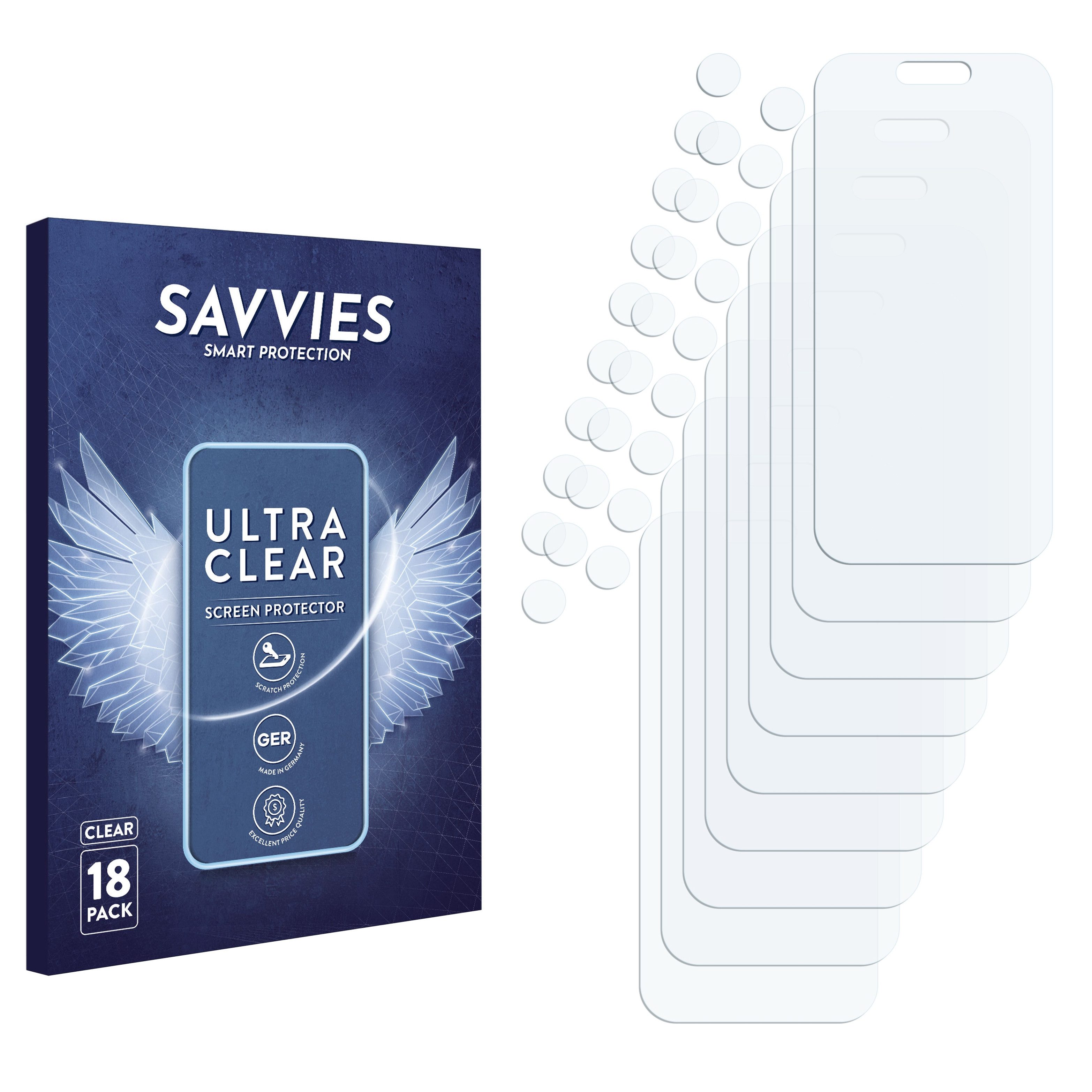 Savvies Displayschutzfolie Schutzfolie für Apple iPhone 17 Pro (Display+Kamera), 18 Stück, Displayschutz Schutz Folie Klar Transparent