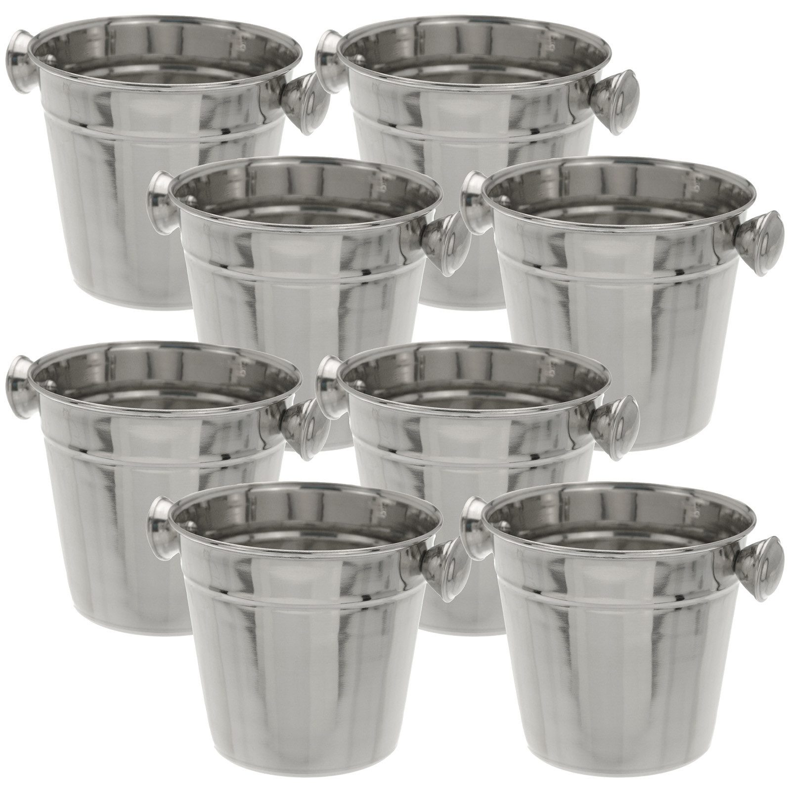 Koopman Eiseimer Eiswürfelbehälter Edelstahl 11x11 cm Mini 2 Griffe 8er Set, 8tlg, 11x11cm, Edelstahl, 2 Griffe, Barzubehör