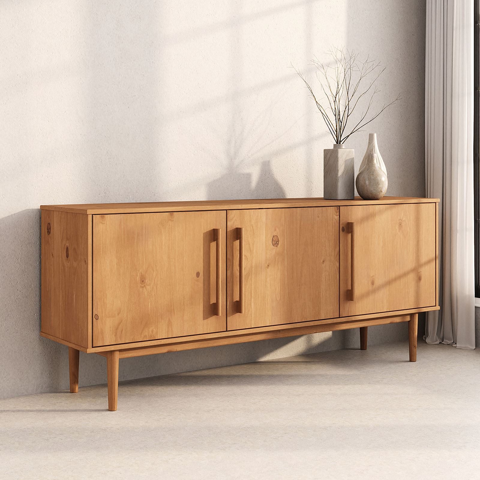 IDIMEX Sideboard TECCA, Wohnzimmer Kommode mit 3 Türen aus Massivholz eiche günstig online kaufen