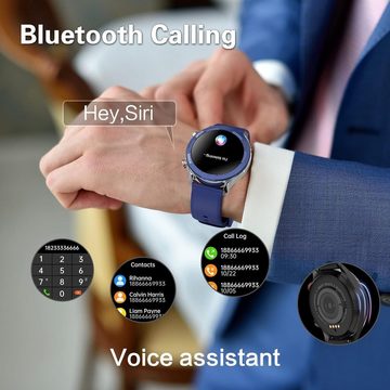 Bebinca Smartwatch (1,3 Zoll, Android iOS), Herren 2023 mit Telefonfunktion 1 GB Gedächtnis SpO2 IP68 Wasserdicht