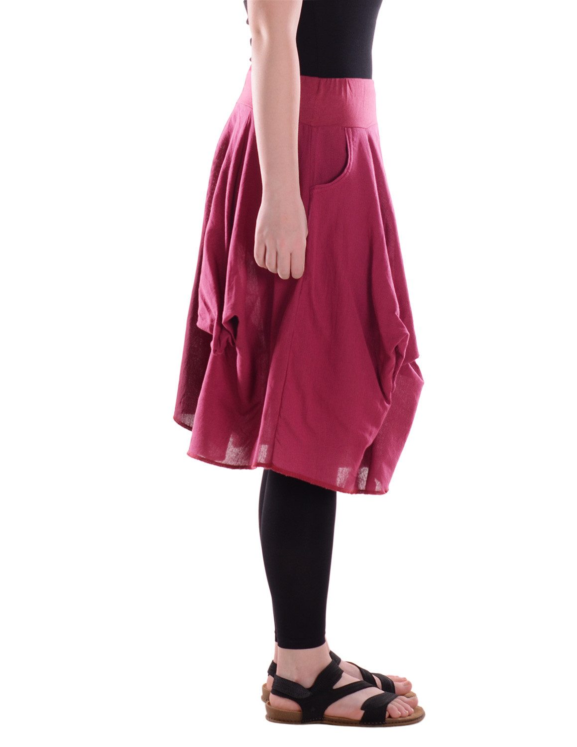 Vishes Sommerrock Damen knielanger Rock Baumwolle Vintage, Retro extra breiter Bund Alternative Bekleidung, Ethno, Hippie, Retro Style
