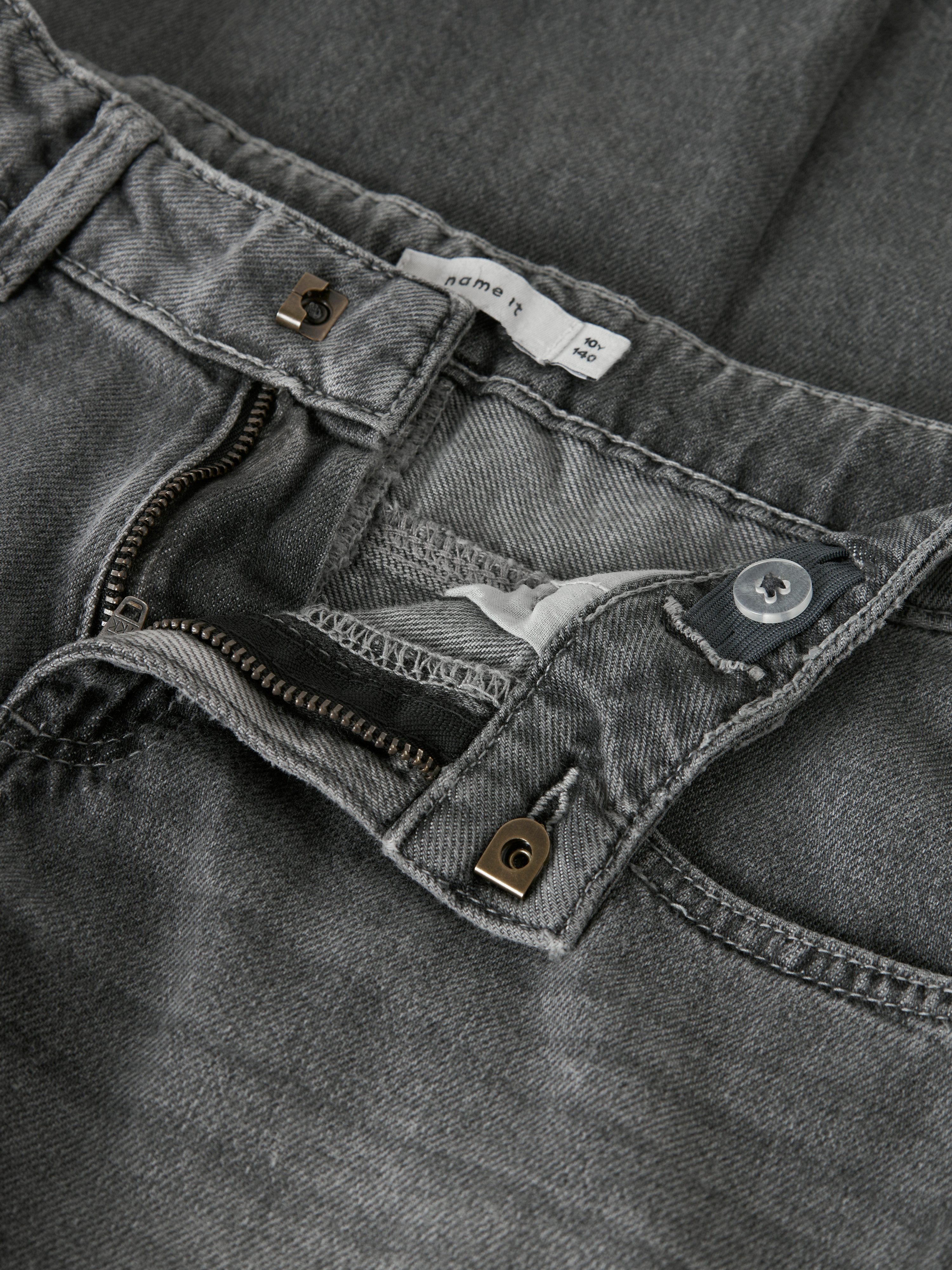 Name It Weite Jeans NKFROSE für Mädchen mit weitem Bein und klassischem Sitz normal, Denim, Abriebeffekte, Reißverschluss – Bild 4 von 5