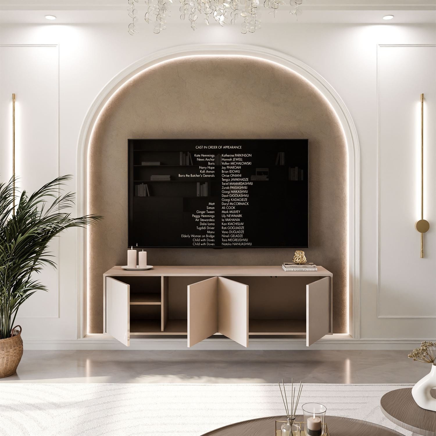Lookway TV-Schrank SANAYI in Kaschmir TV-Lowboard mit Hochglanzfronten Breite: 156 cm