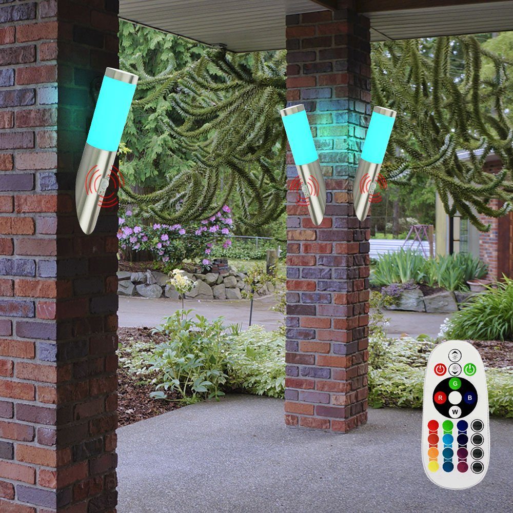 Fernbedienung etc-shop dimmbar Außen-Wandleuchte, Wandleuchte RGB Farbwechsel, LED Leuchtmittel Wandfackel inklusive, Warmweiß, Fassadenlampe