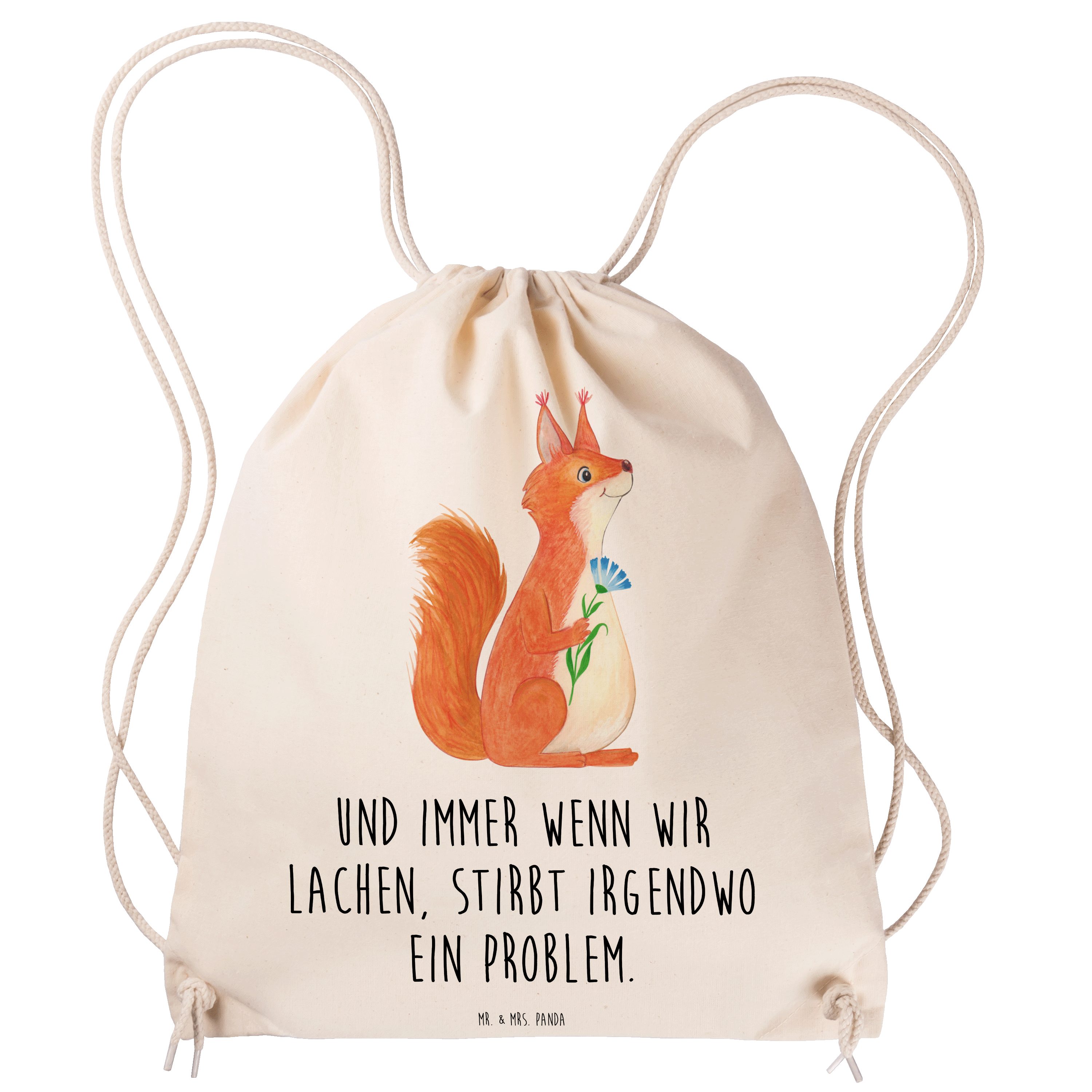 Mr. & Mrs. Panda Sporttasche Eichhörnchen Blume - Transparent - Geschenk, Gute Laune, Lachen, glüc (1-tlg)