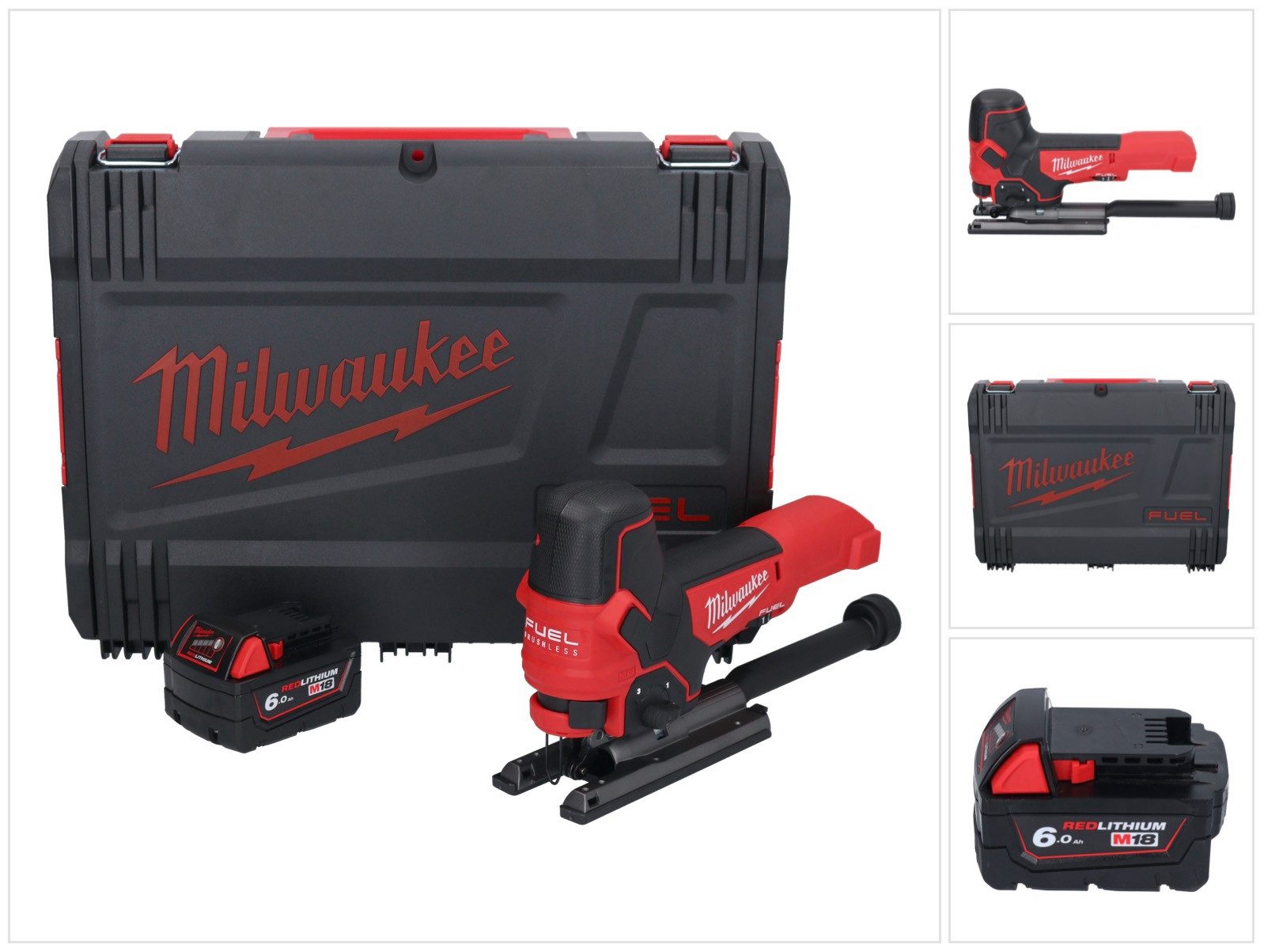 Milwaukee Kompakt-Handkreissäge M18 FBJS-601X Akku Stichsäge 18 V Brushless + 1x Akku 6,0 Ah + HD Box