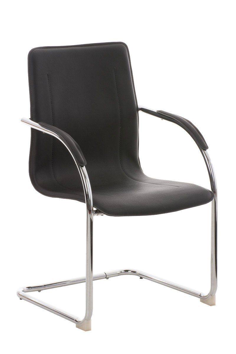 TPFLiving Besucherstuhl Meli Two mit hochwertig gepolsterter Sitzfläche - Konferenzstuhl (Küchenstuhl - Esszimmerstuhl - Wohnzimmerstuhl), Gestell: Metall chrom - Sitzfläche: Kunstleder schwarz