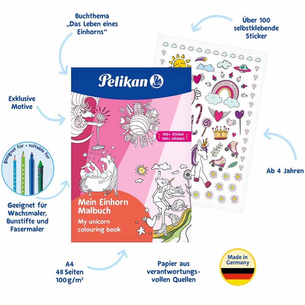 Pelikan Lernspielzeug Pelikan Malbuch Einhorn mit Stickern Set 2-teilig Colorella Star