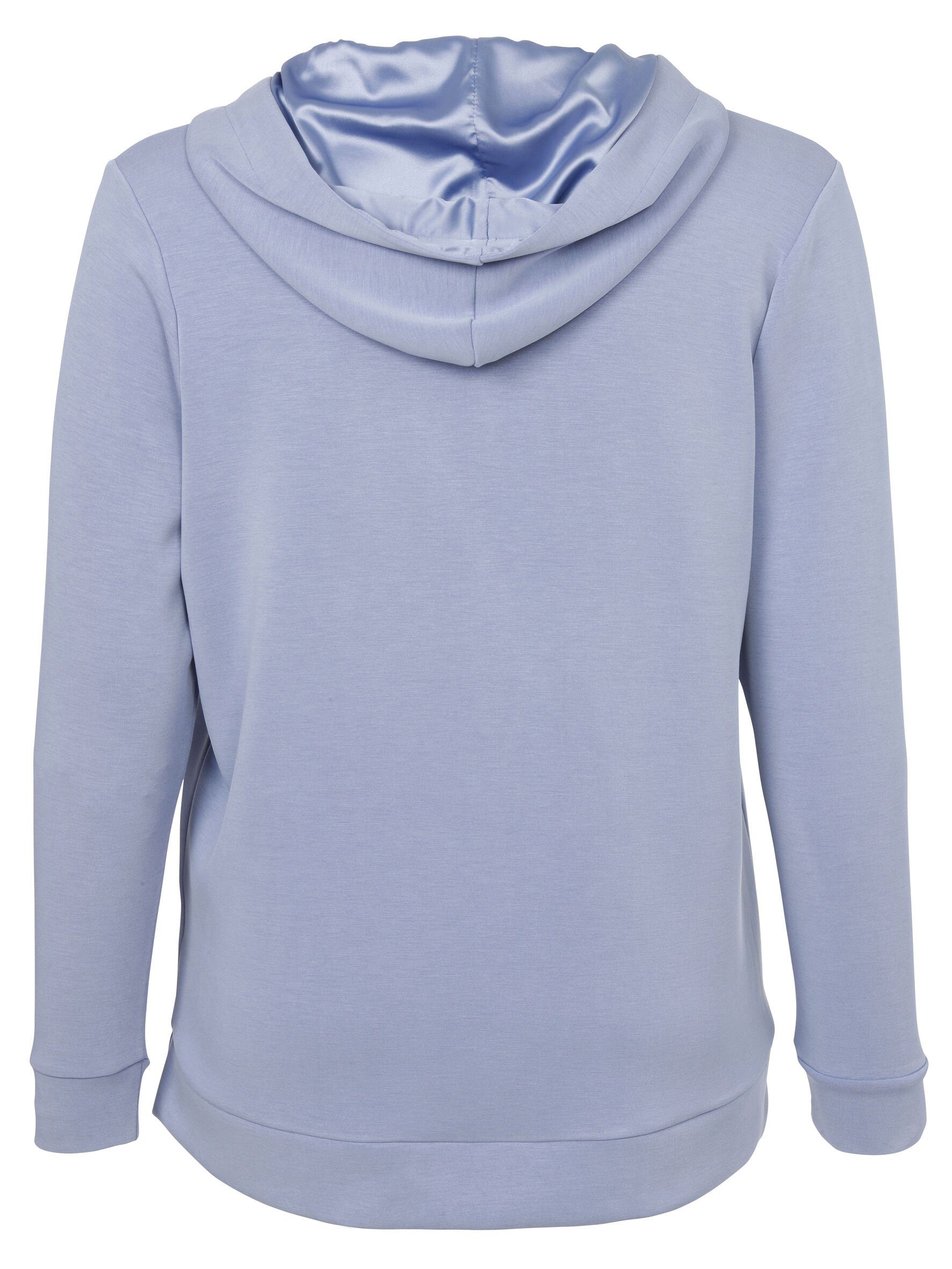 Sweatshirt unifarbenem VIA Sweatshirt DUE in Viskosemischung APPIA Sportives mit hochwertigen rauchblau Stil