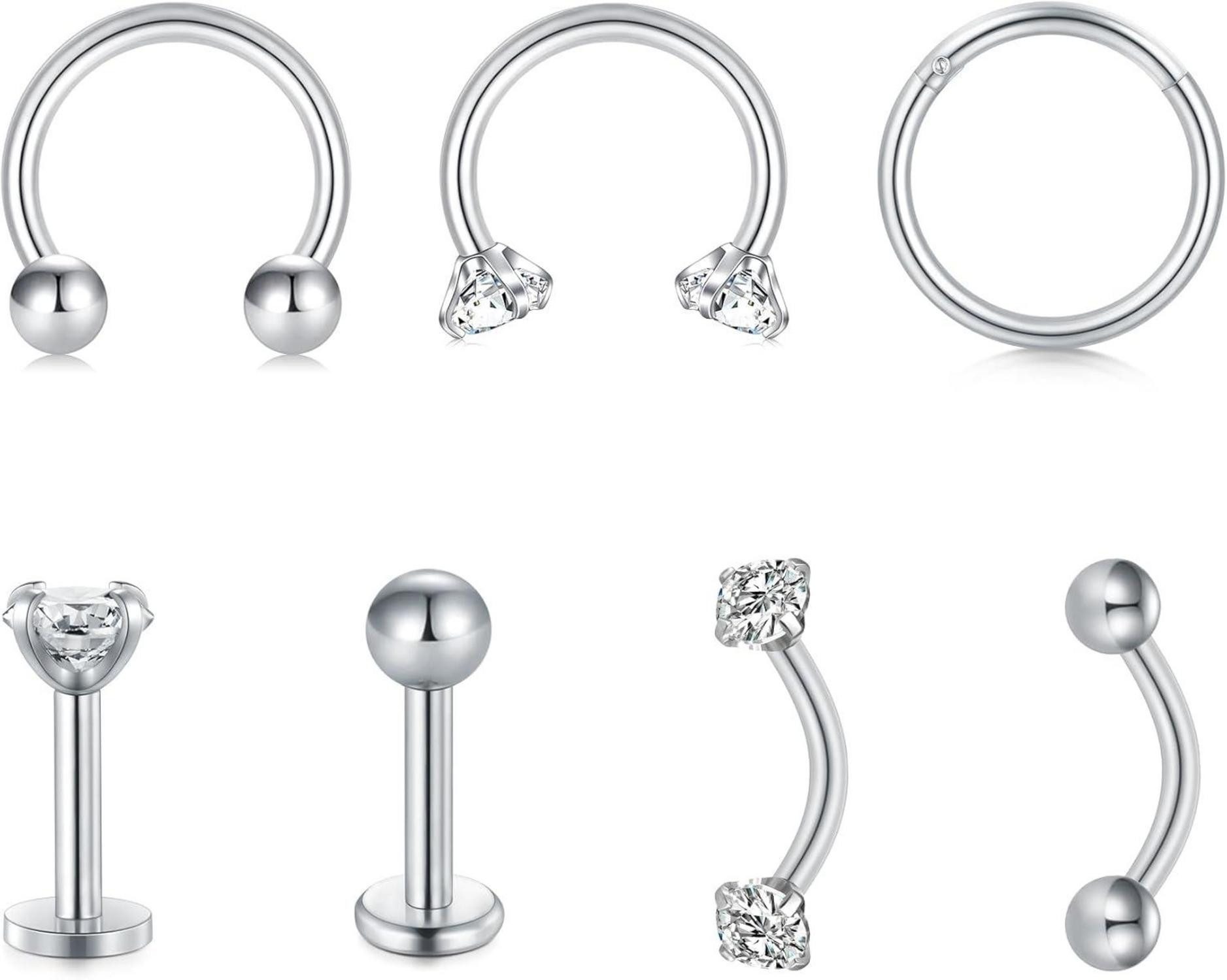 Briana Williams Piercing-Set 16G Lippenpiercing Stecker Edelstahl Hufeisen Septum Tragus Helix