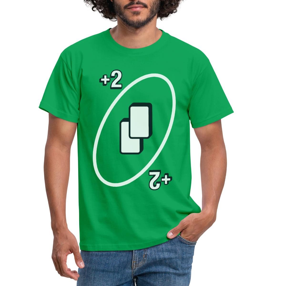 Spreadshirt T-Shirt UNO Karten Kostüm +2 Zwei-Ziehen-Karte Männer T-Shirt ( günstig online kaufen