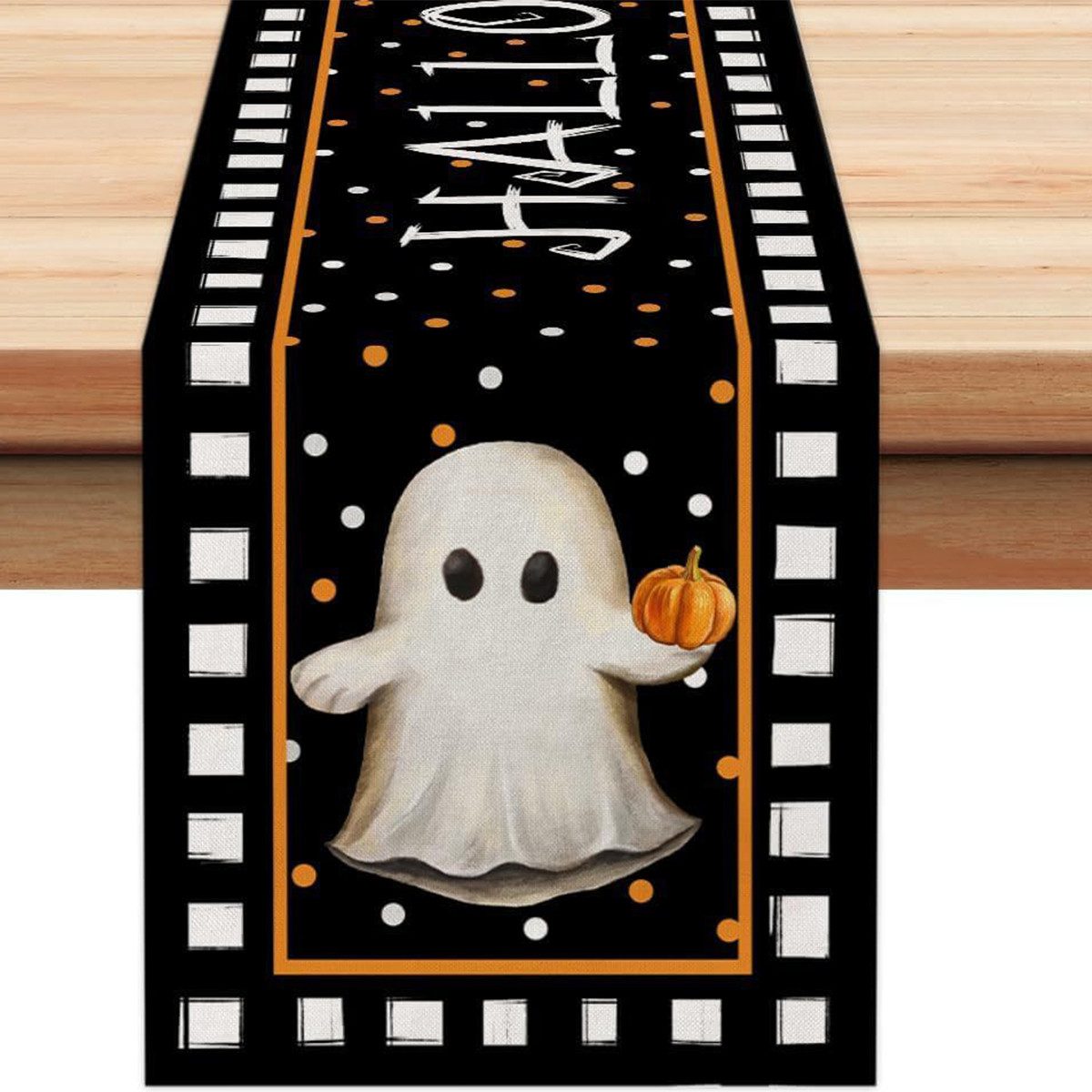 LAPAPRO Tischläufer Halloween Tischläufer Leinen mit Kürbis Gruselig Geist günstig online kaufen