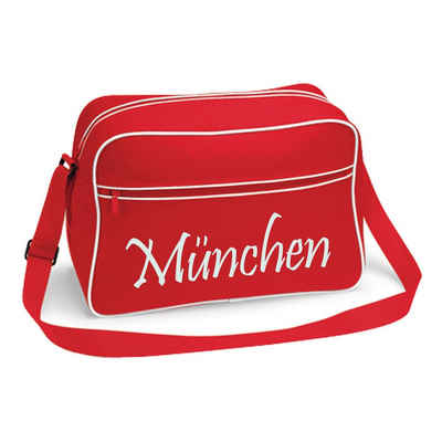 multifanshop Schultertasche München rot - Schriftzug - Tasche