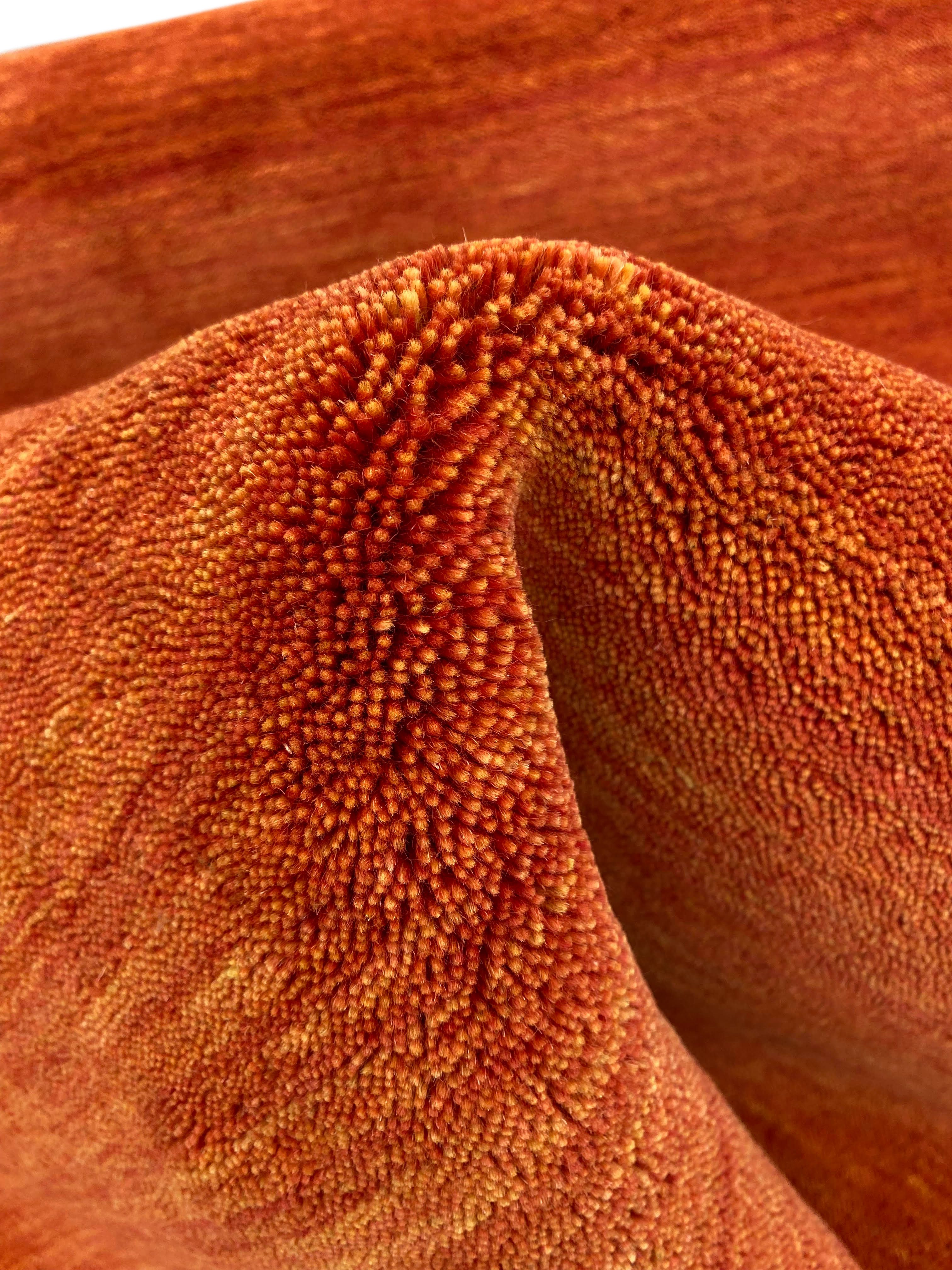 Wawa Teppich Wollteppich Terracotta Orientteppich – Handgewebt, 100 % Wolle, Orangeton U1, Höhe: 16 mm