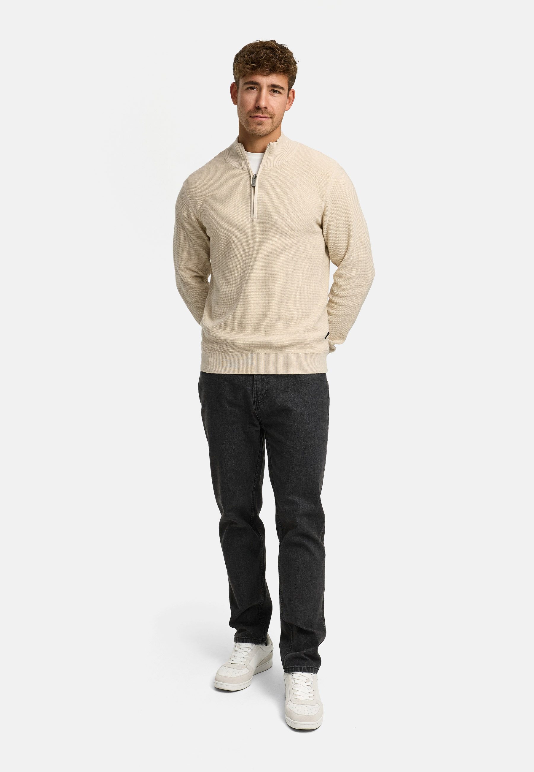 Indicode Strickpullover Herren INBull Pullover Herrenpullover Herrenpullover mit Reißverschlusskragen