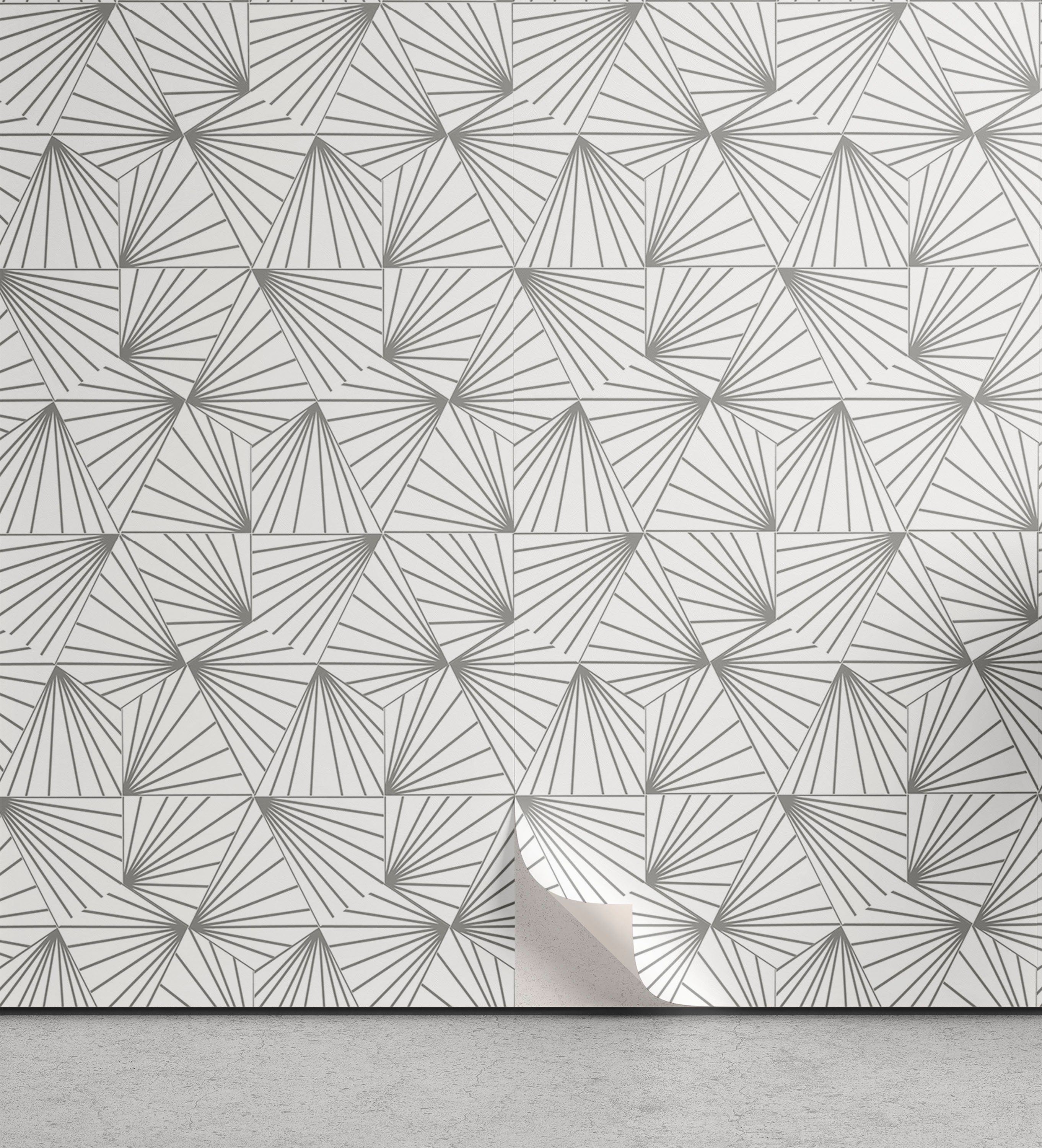 Abakuhaus Vinyltapete selbstklebendes Wohnzimmer Küchenakzent, grau Geometric Bursting Linien Retro