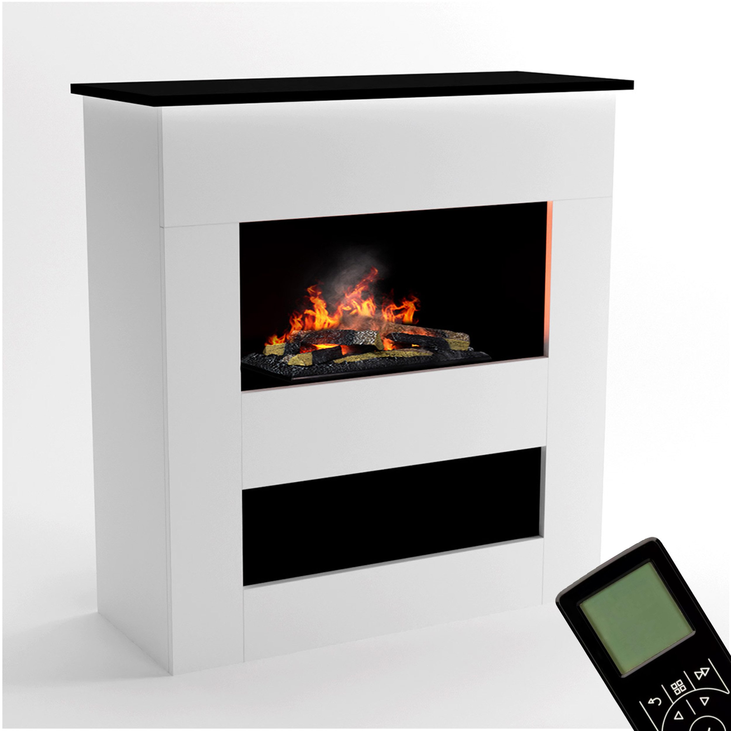 GLOW FIRE Elektrokamin Brecht Wasserdampf Kamin, Elektrischer Kamin, Wasserdampfkamin mit 3D Feuer und Knisterfunktion