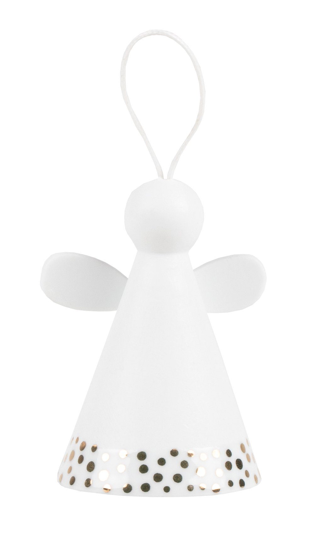 Räder Design Christbaumschmuck Wunderglöckchen Engel goldene Punkte, Adventsschmuck 6cm