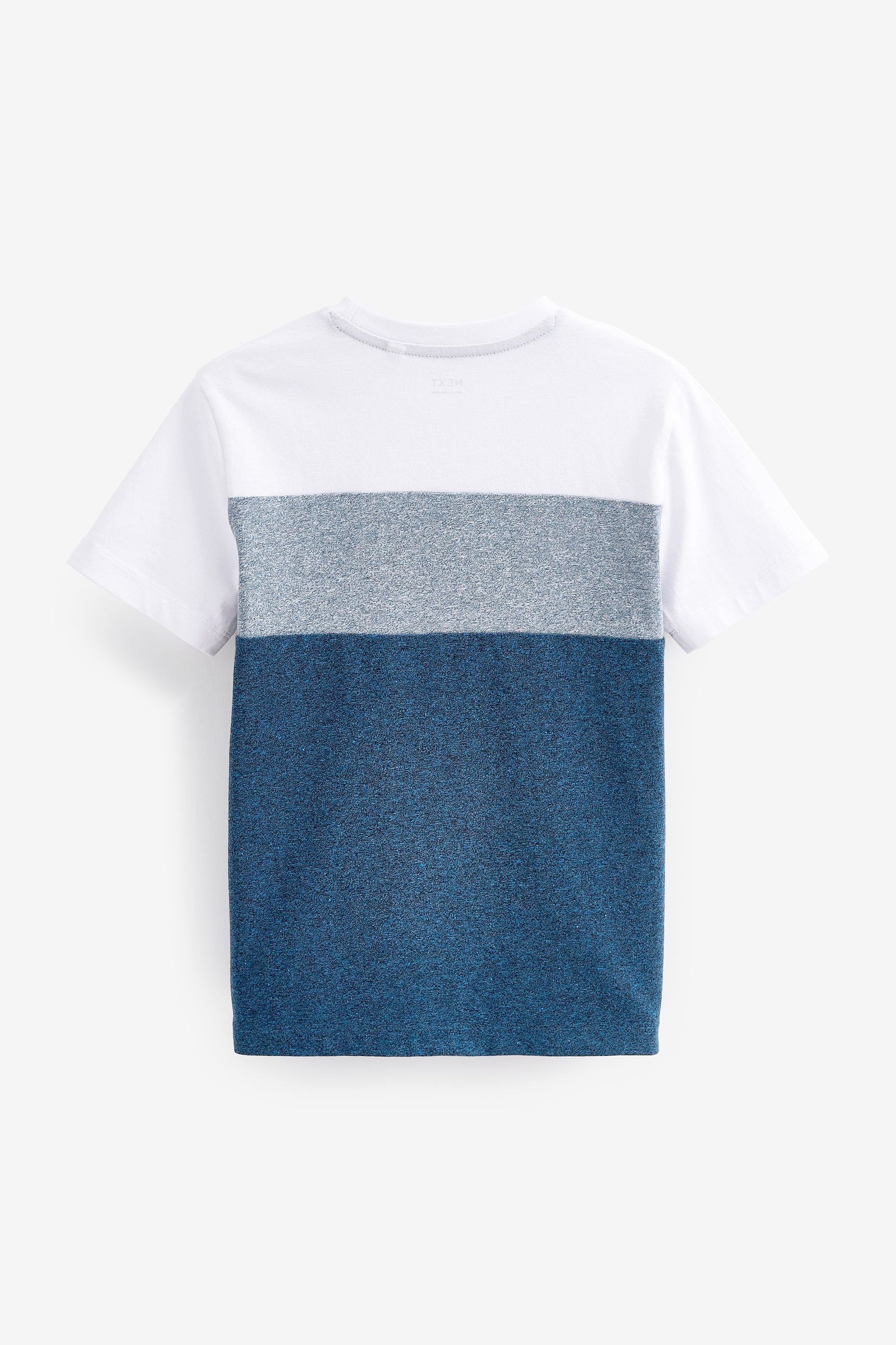 Blockfarben Next in T-Shirt Textured (1-tlg) Blue/White T-Shirt