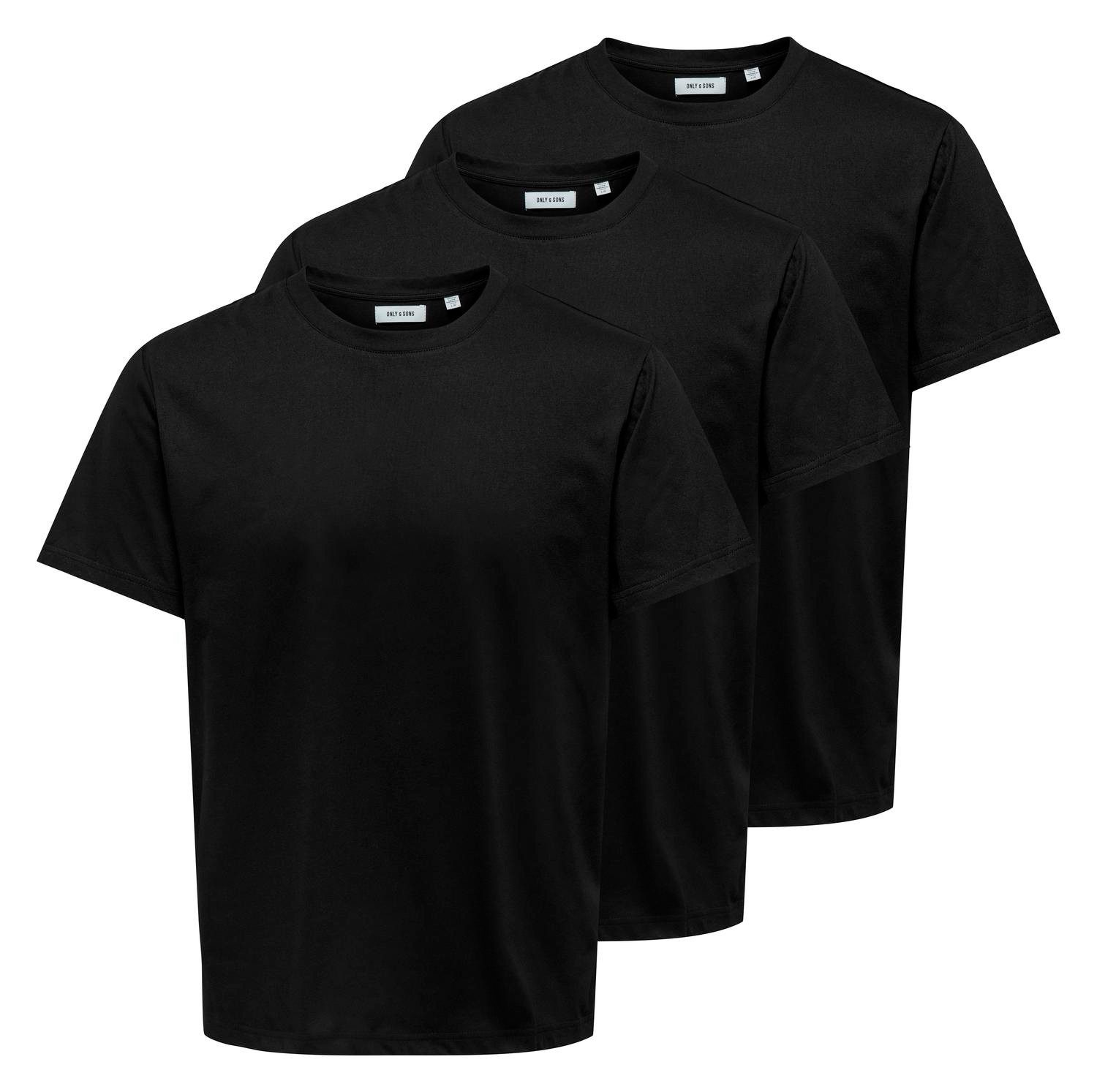 ONLY & SONS Rundhalsshirt ONSJEFF REG SS TEE 3-PACK OTL (Packung, 3-tlg)