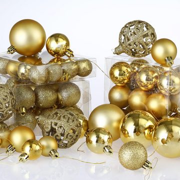 Deuba Weihnachtsbaumkugel (100 St), Weihnachtskugeln 100er Set Weihnachtsdeko matt glänzend glitzer