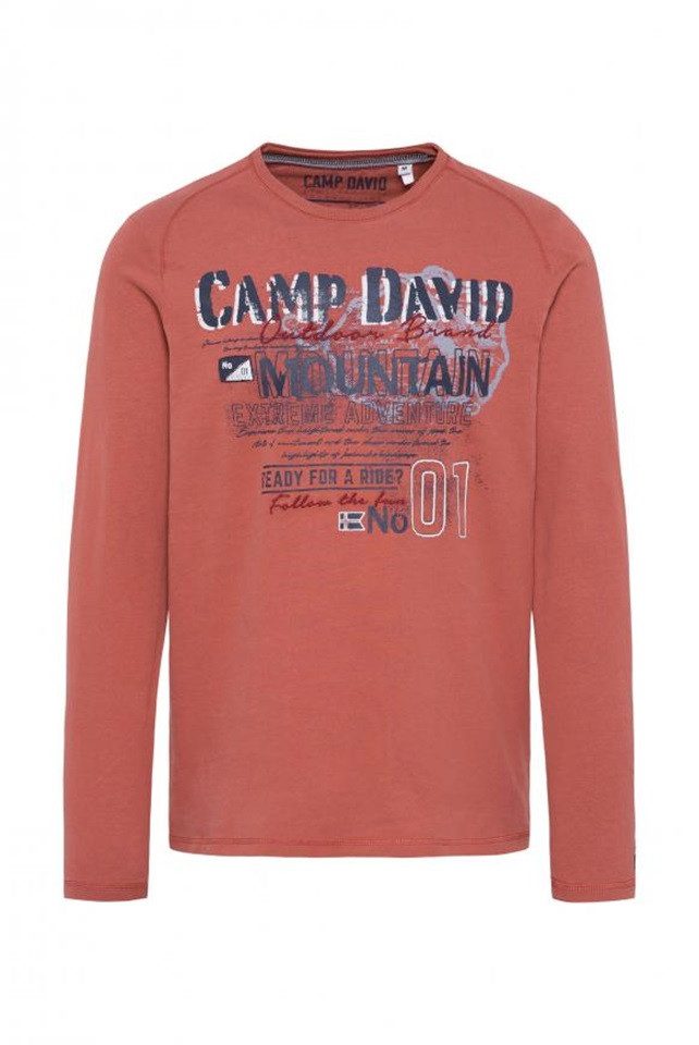CAMP DAVID Longsleeve mit Used Print und Stickereien günstig online kaufen