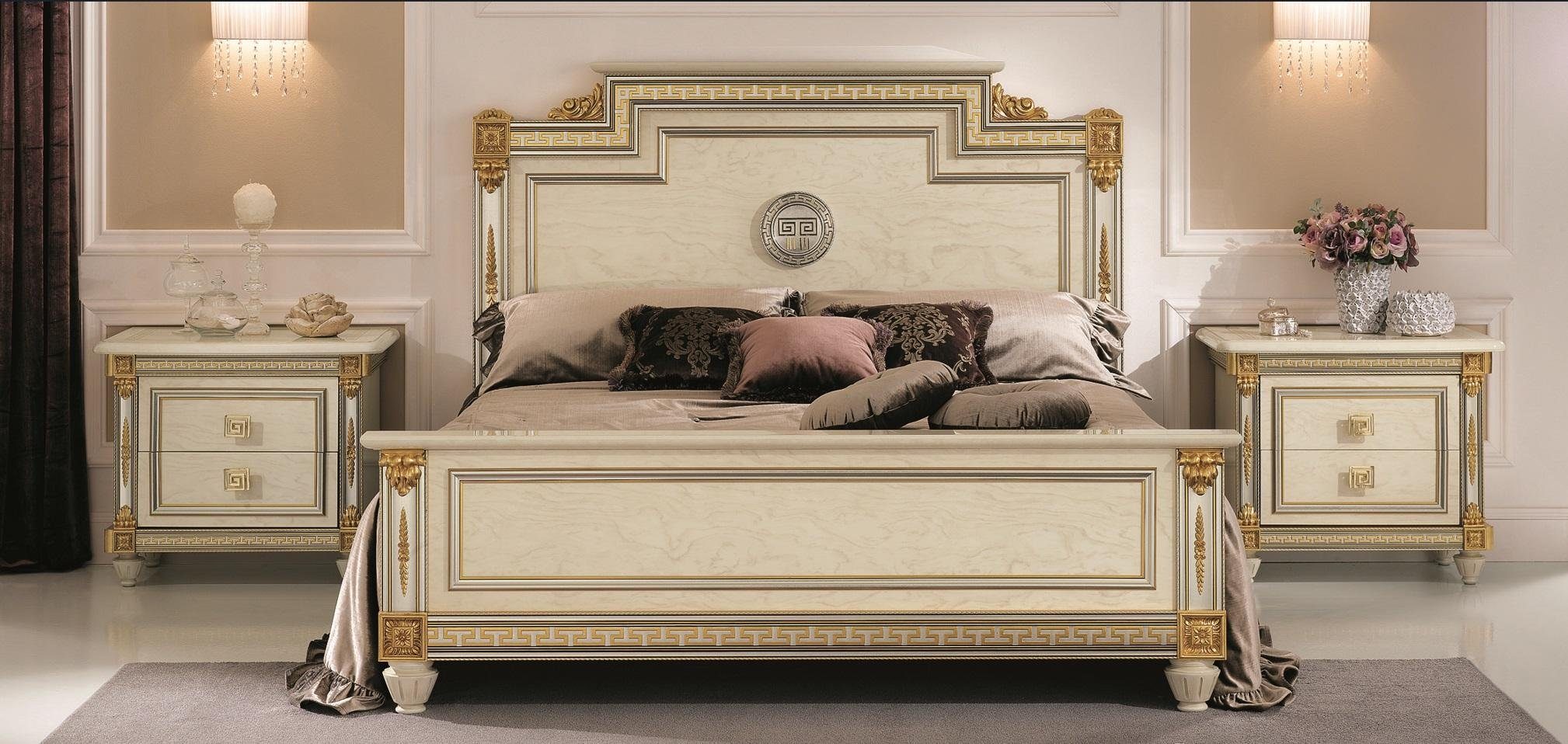 Doppelbett Betten Möbel Bett arredoclassic Holzbett Echtholz Italienische JVmoebel